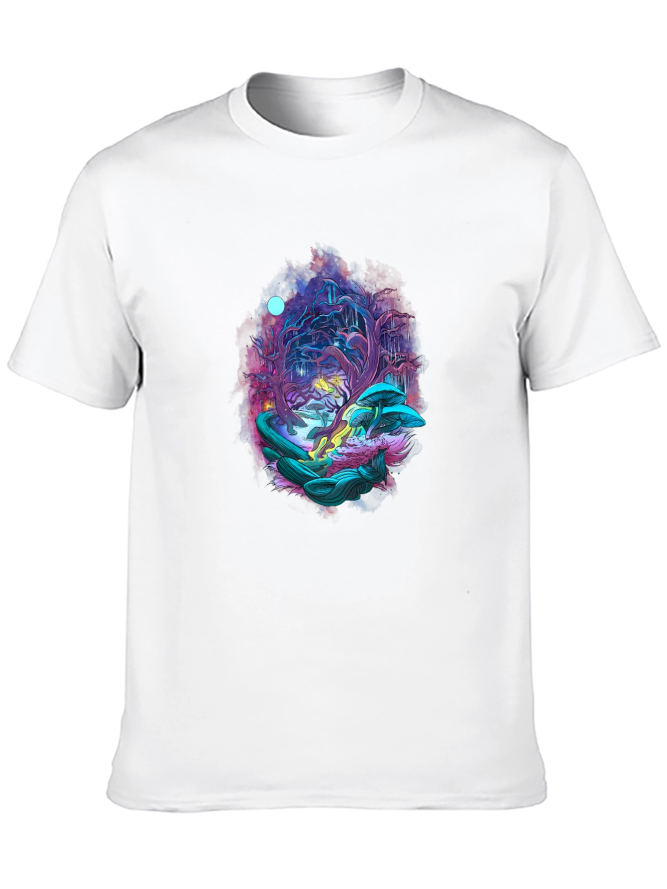 Mystical Forest Graphic Tee - Black Cotton Blend