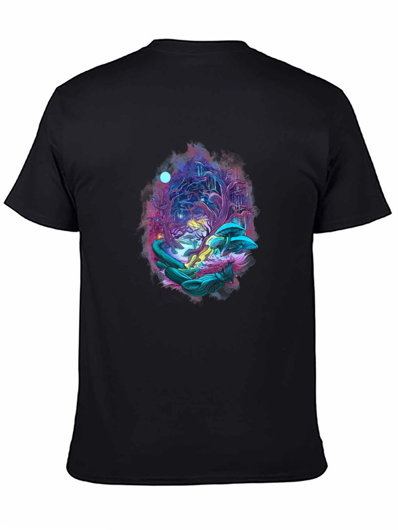 Mystical Forest Graphic Tee - Black Cotton Blend