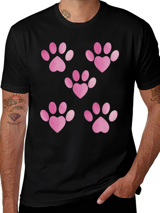 Heart Paw Print Black T-Shirt