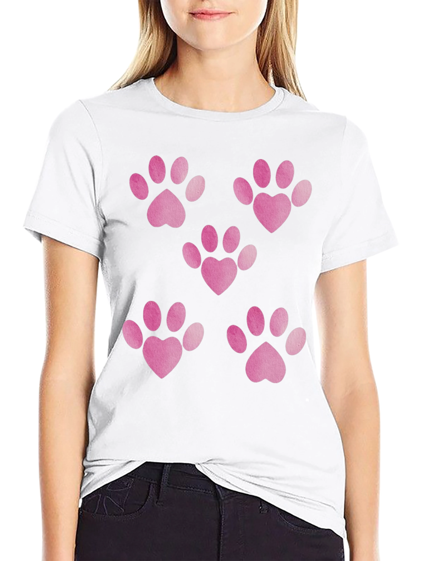 Heart Paw Print Black T-Shirt