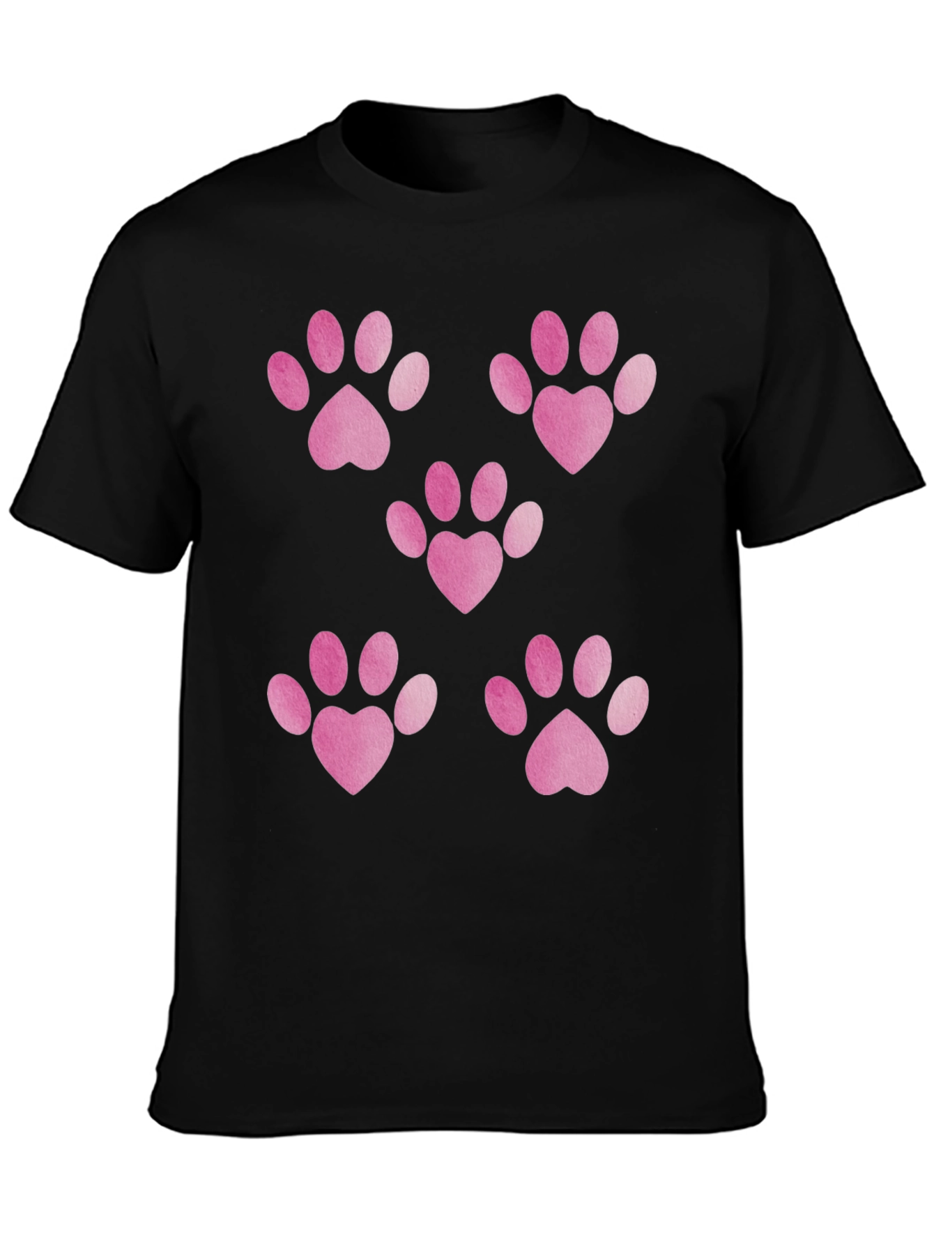Heart Paw Print Black T-Shirt