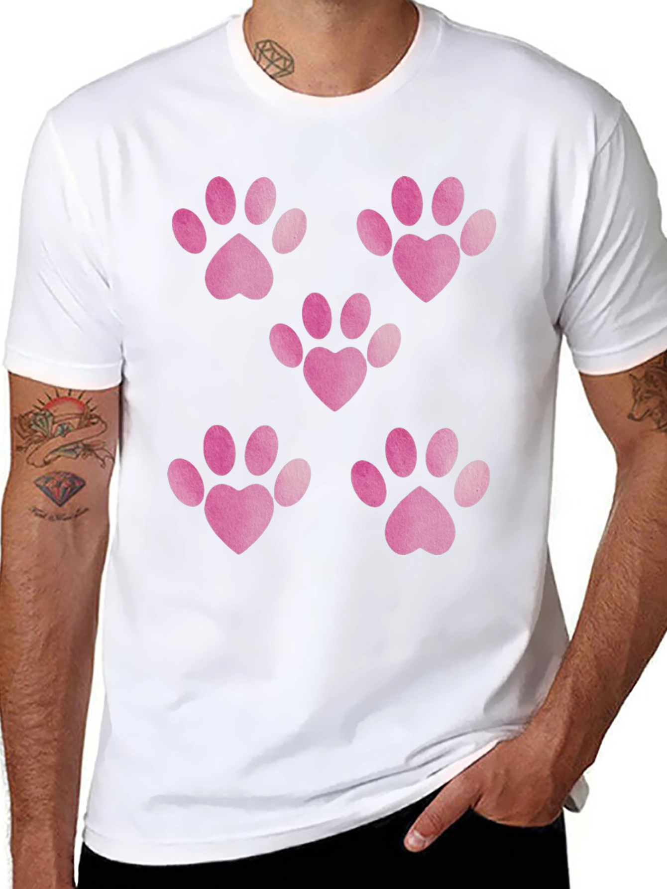 Heart Paw Print Black T-Shirt