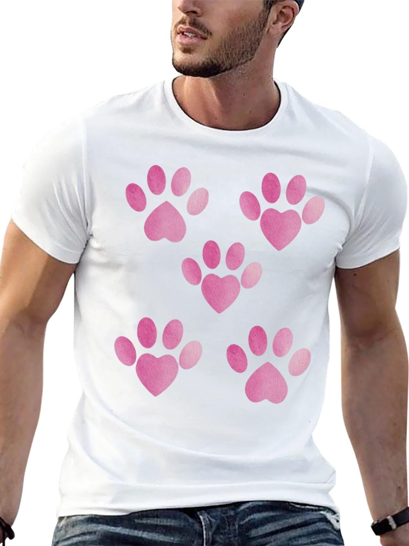 Heart Paw Print Black T-Shirt