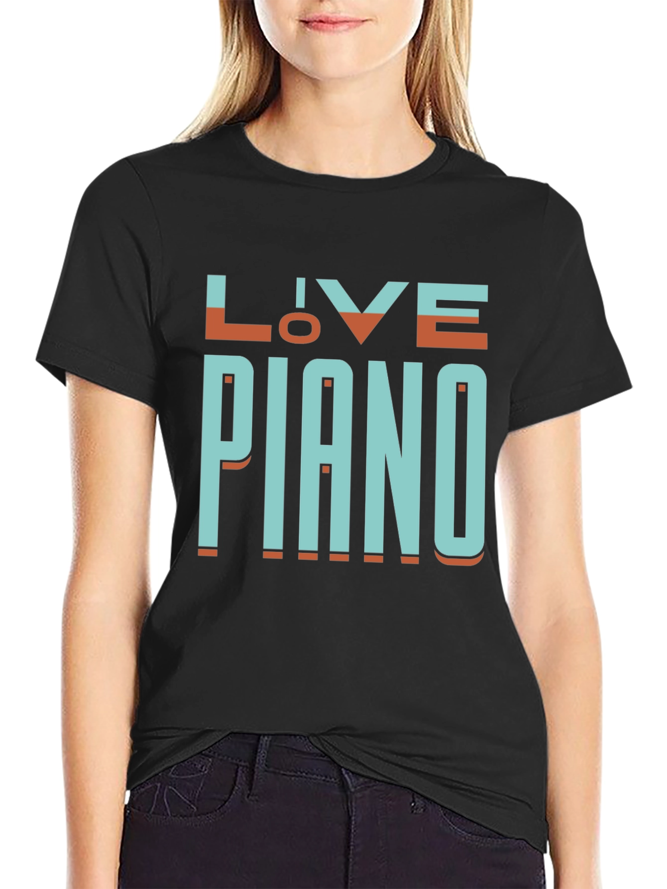 Live Piano Black Graphic Tee