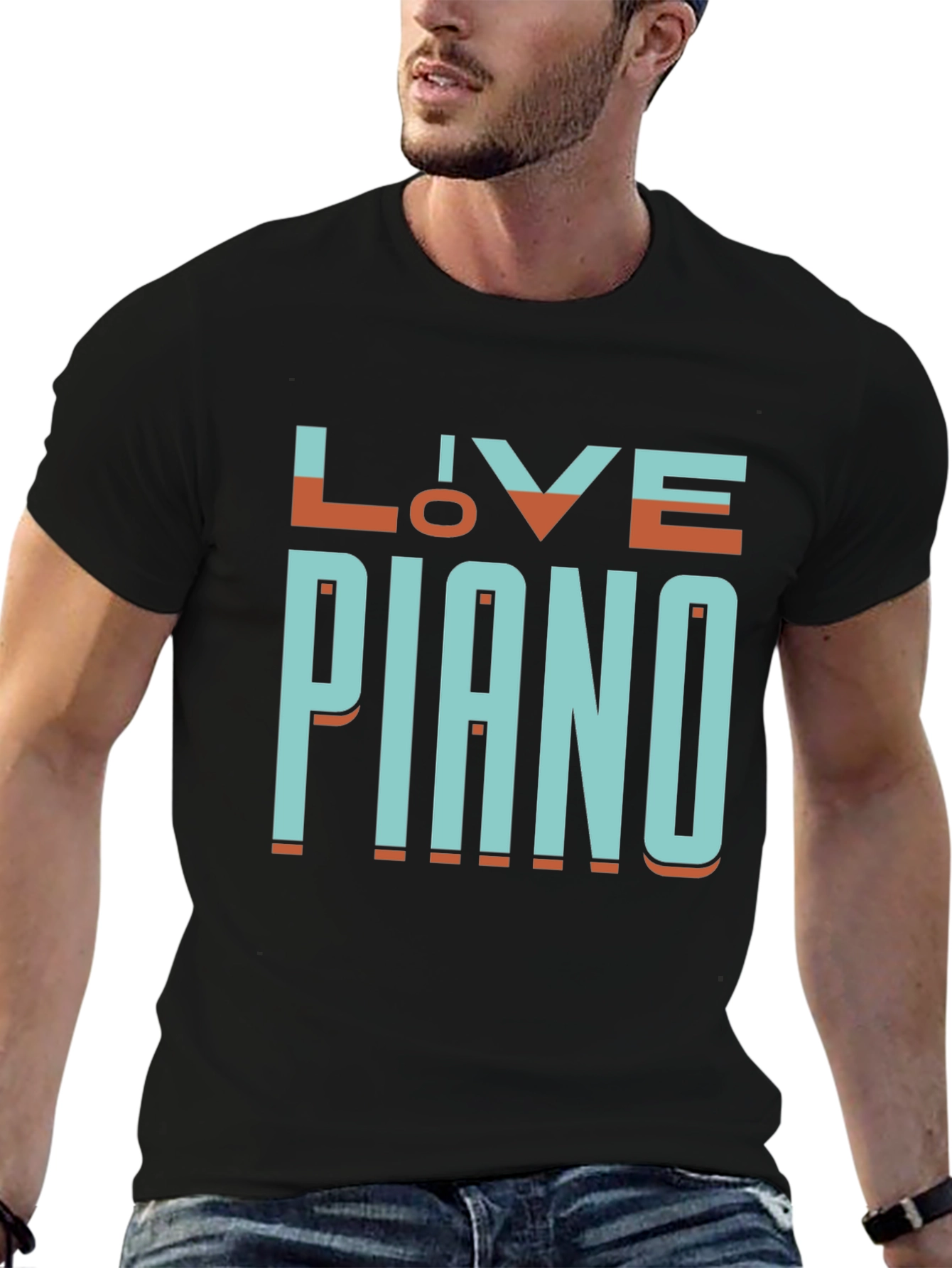 Live Piano Black Graphic Tee