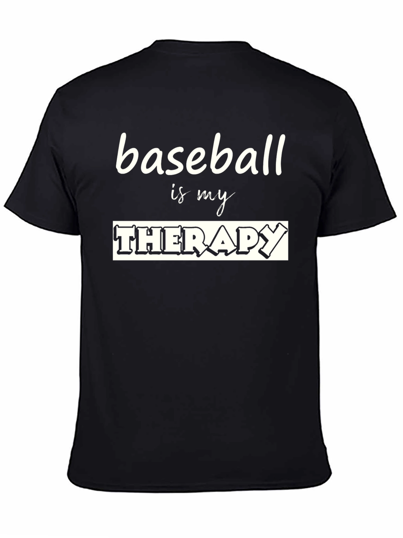 Baseball Is My Therapy Black T-Shirt
