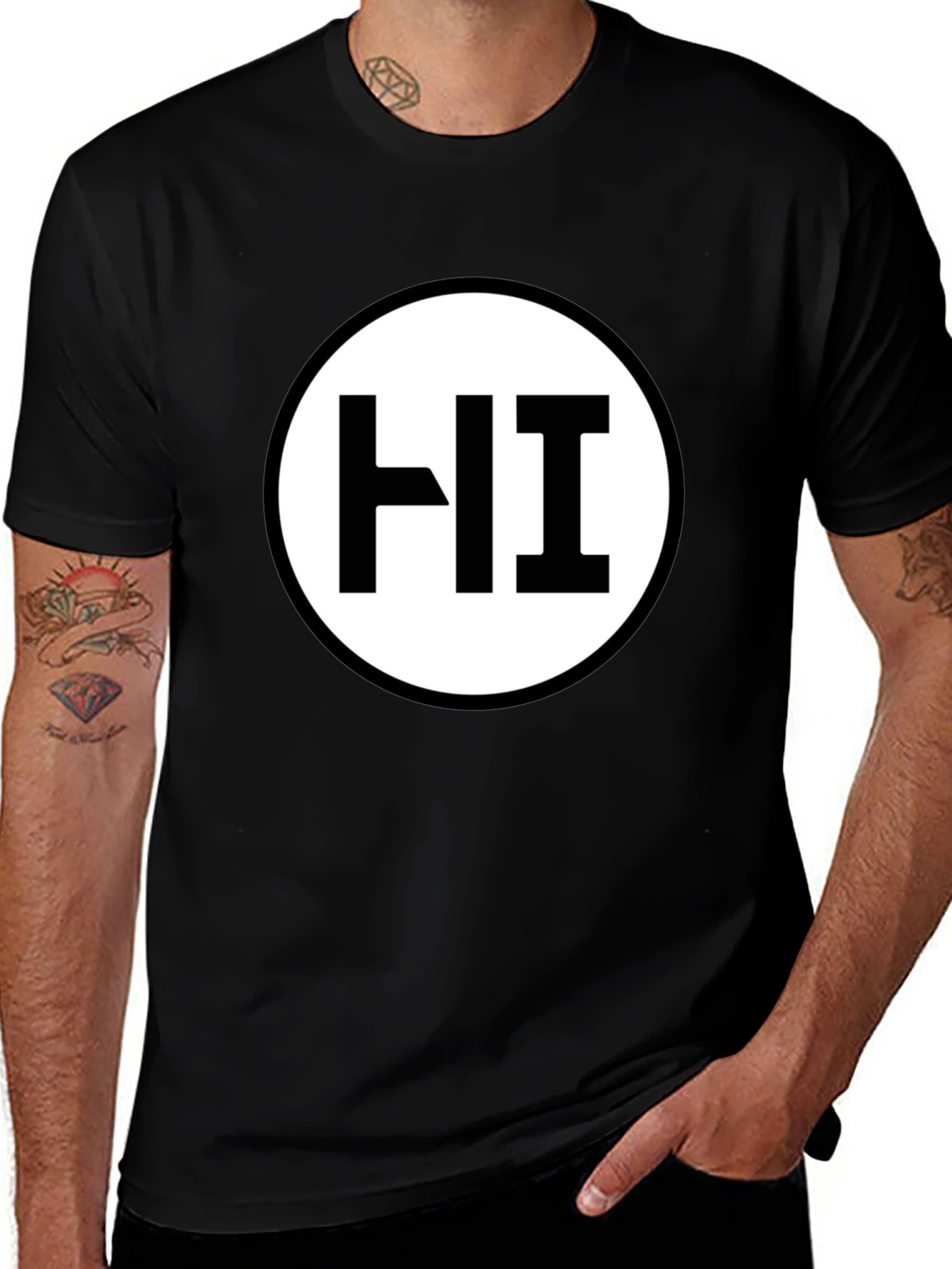 Black HI Circle Graphic T-Shirt