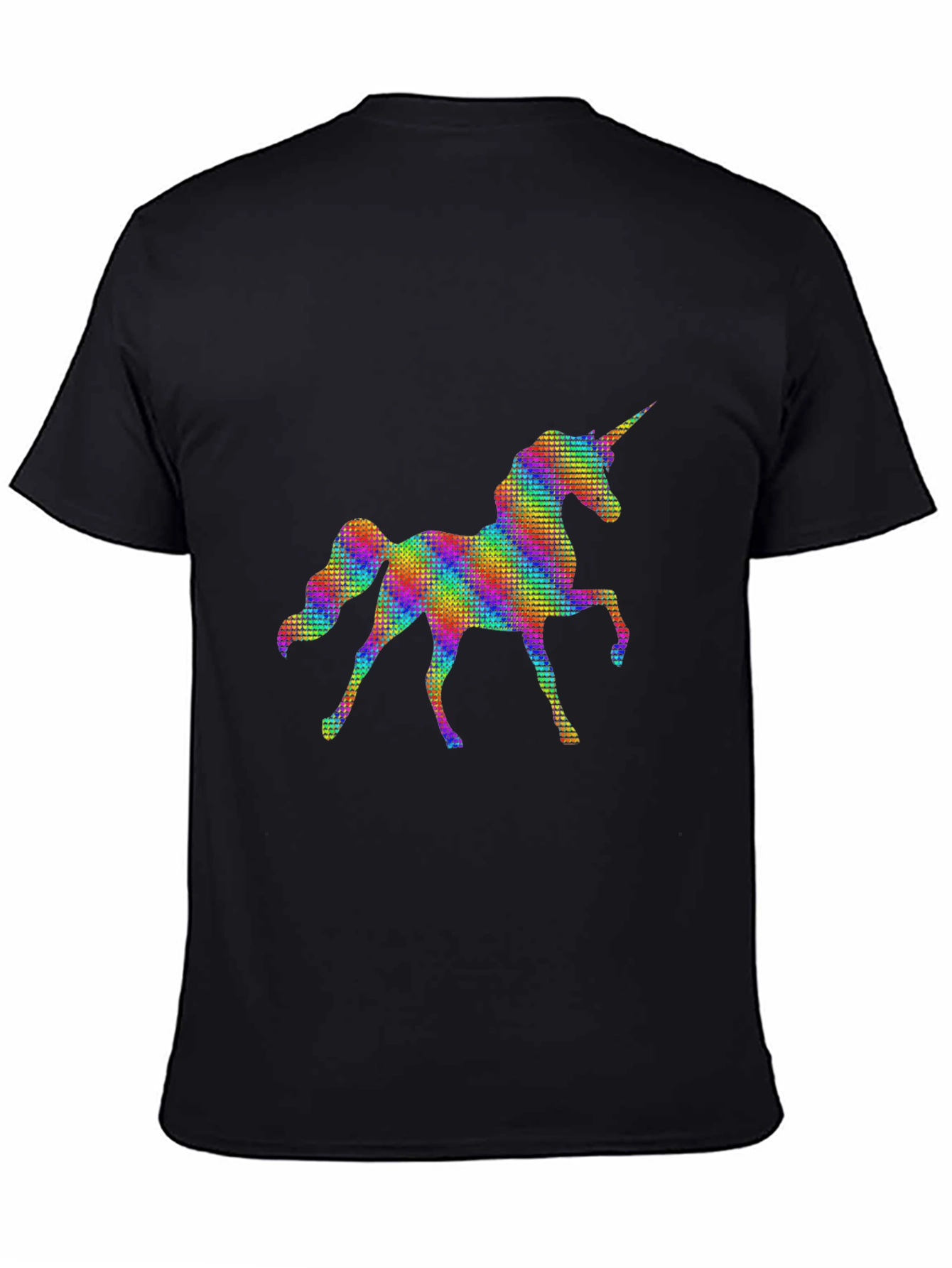 Rainbow Unicorn Graphic Black T-Shirt