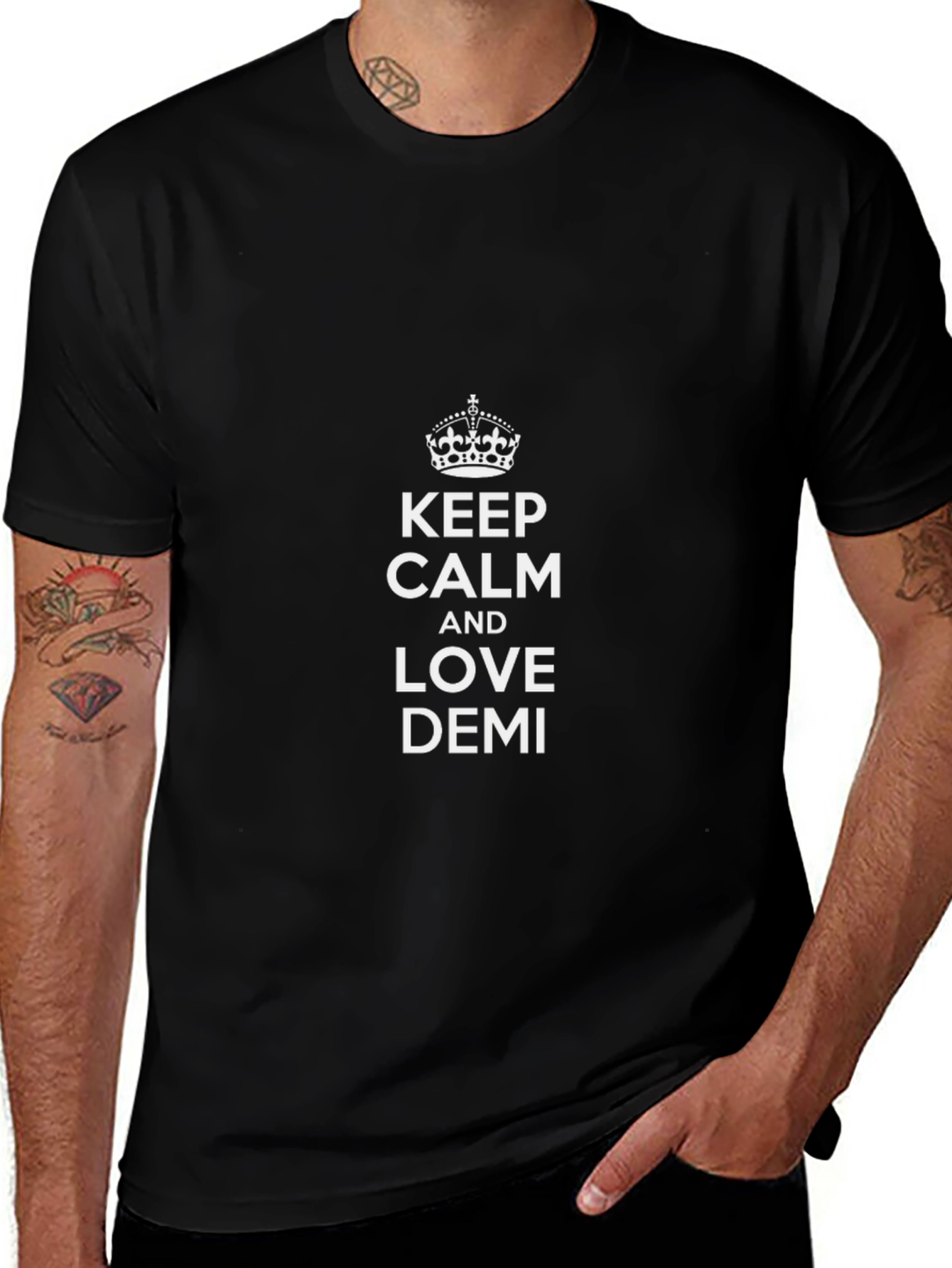 Keep Calm & Love Demi Black Graphic Tee