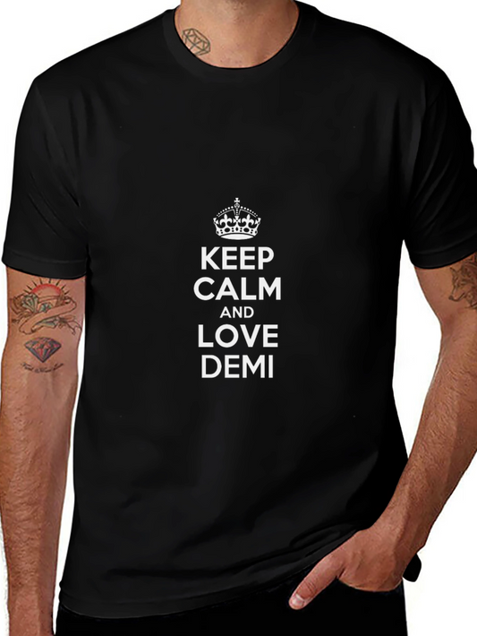 Keep Calm & Love Demi Black Graphic Tee
