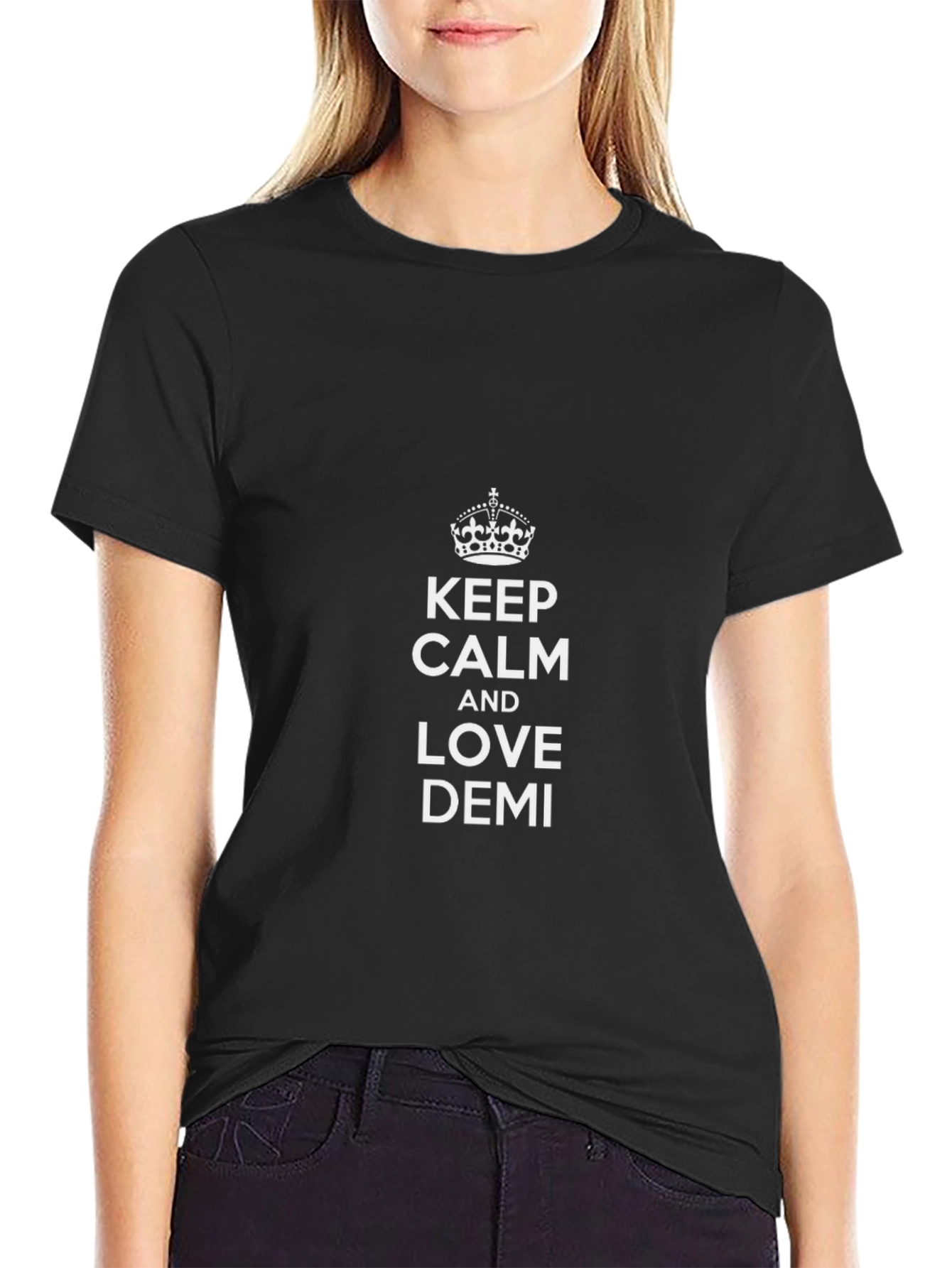 Keep Calm & Love Demi Black Graphic Tee