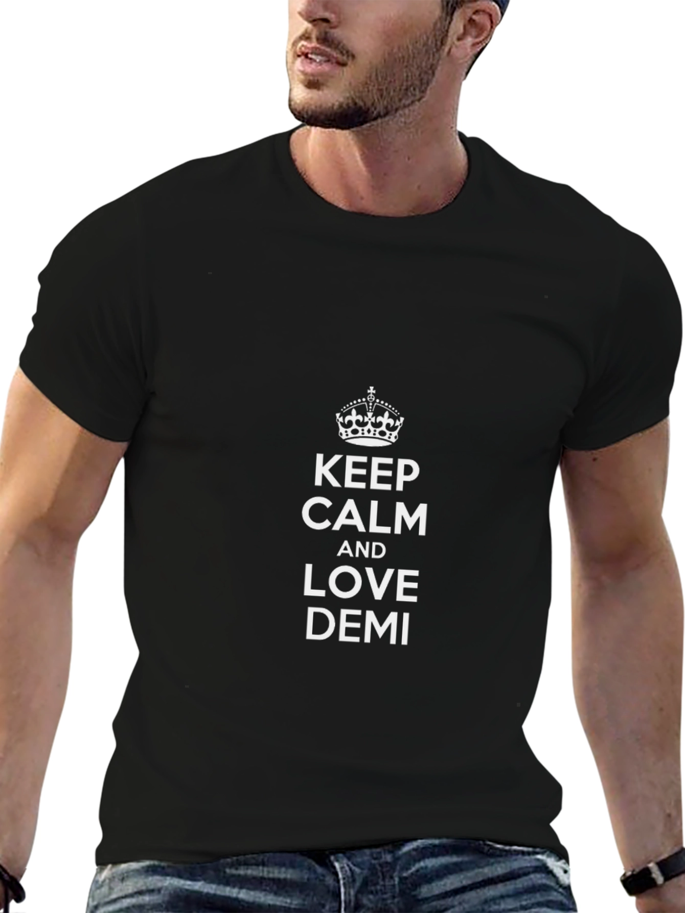 Keep Calm & Love Demi Black Graphic Tee