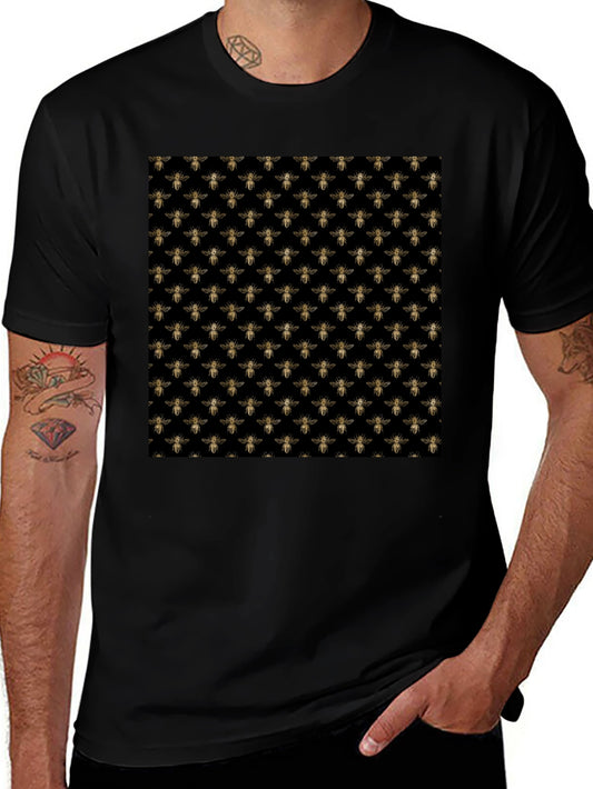 Bee Pattern Black T-Shirt