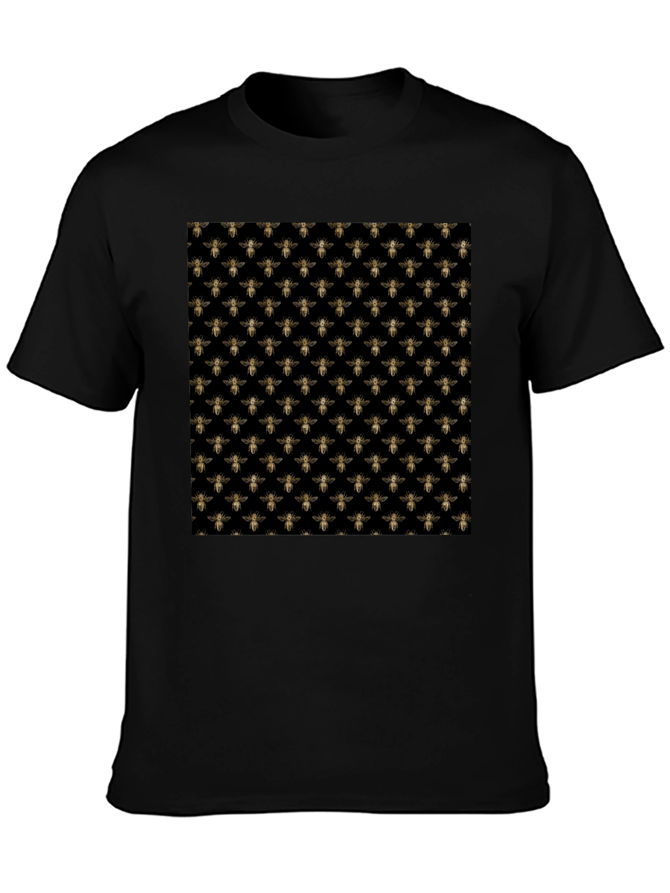 Bee Pattern Black T-Shirt