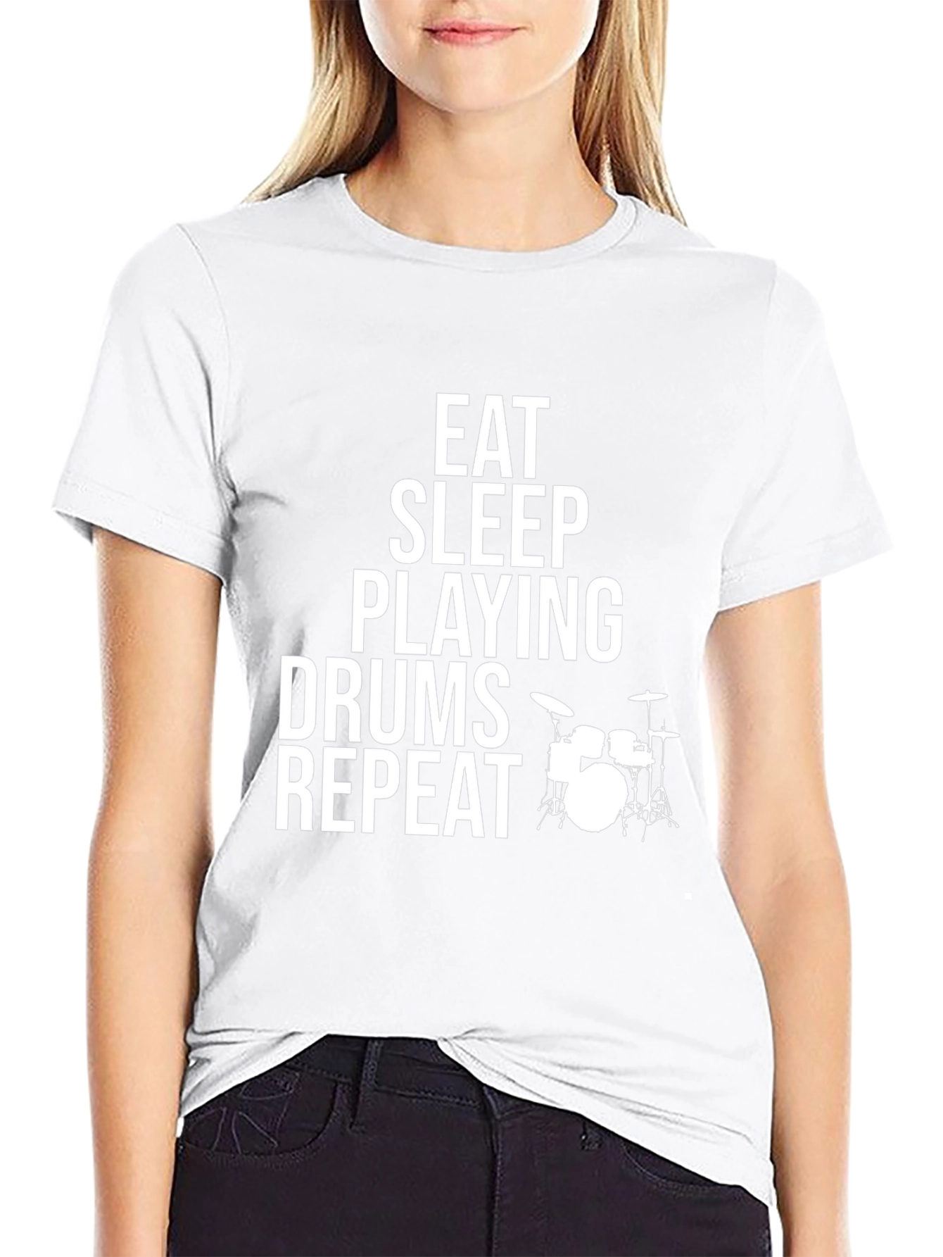 Eat Sleep Drums Repeat Black T-Shirt