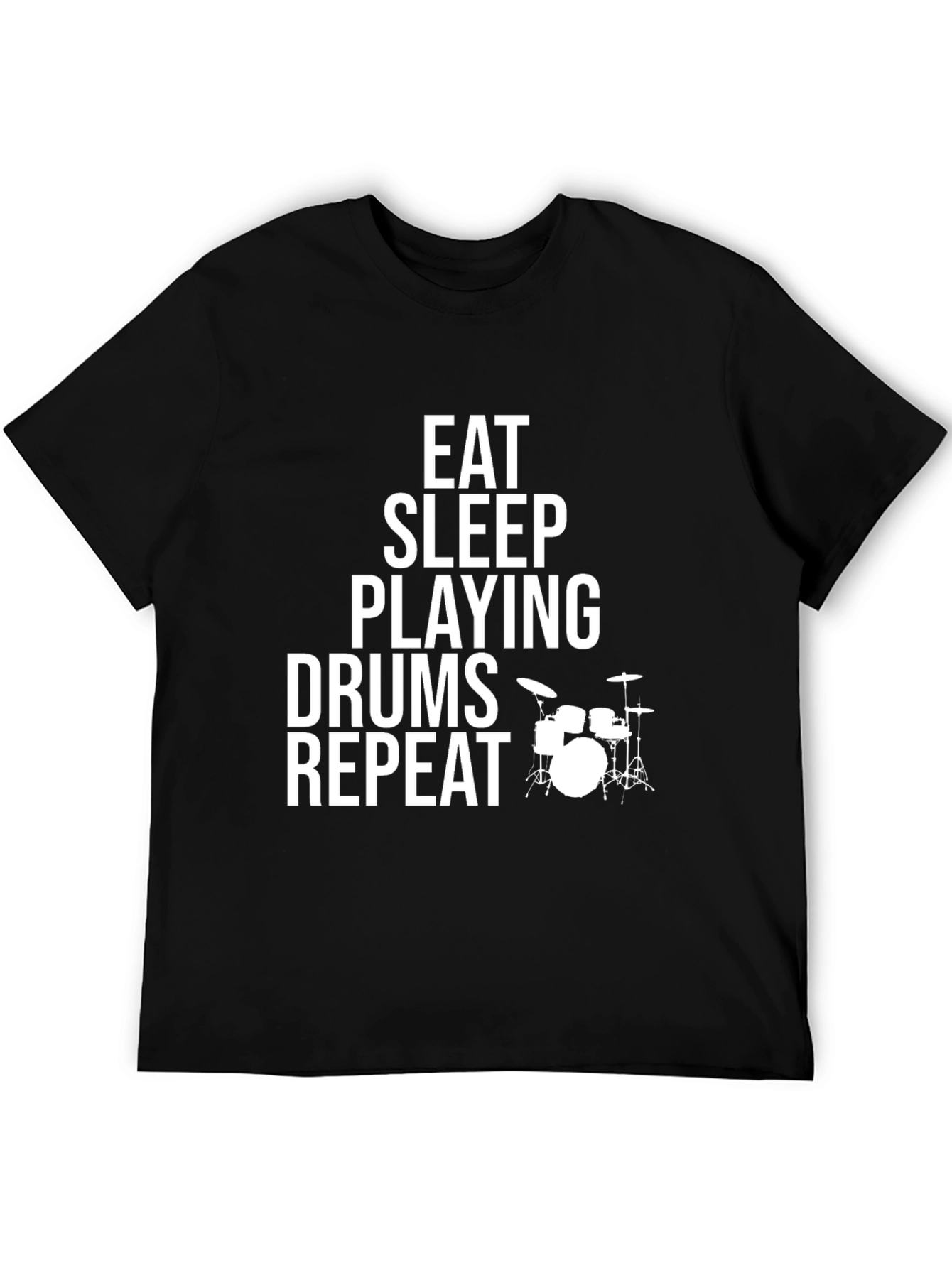 Eat Sleep Drums Repeat Black T-Shirt