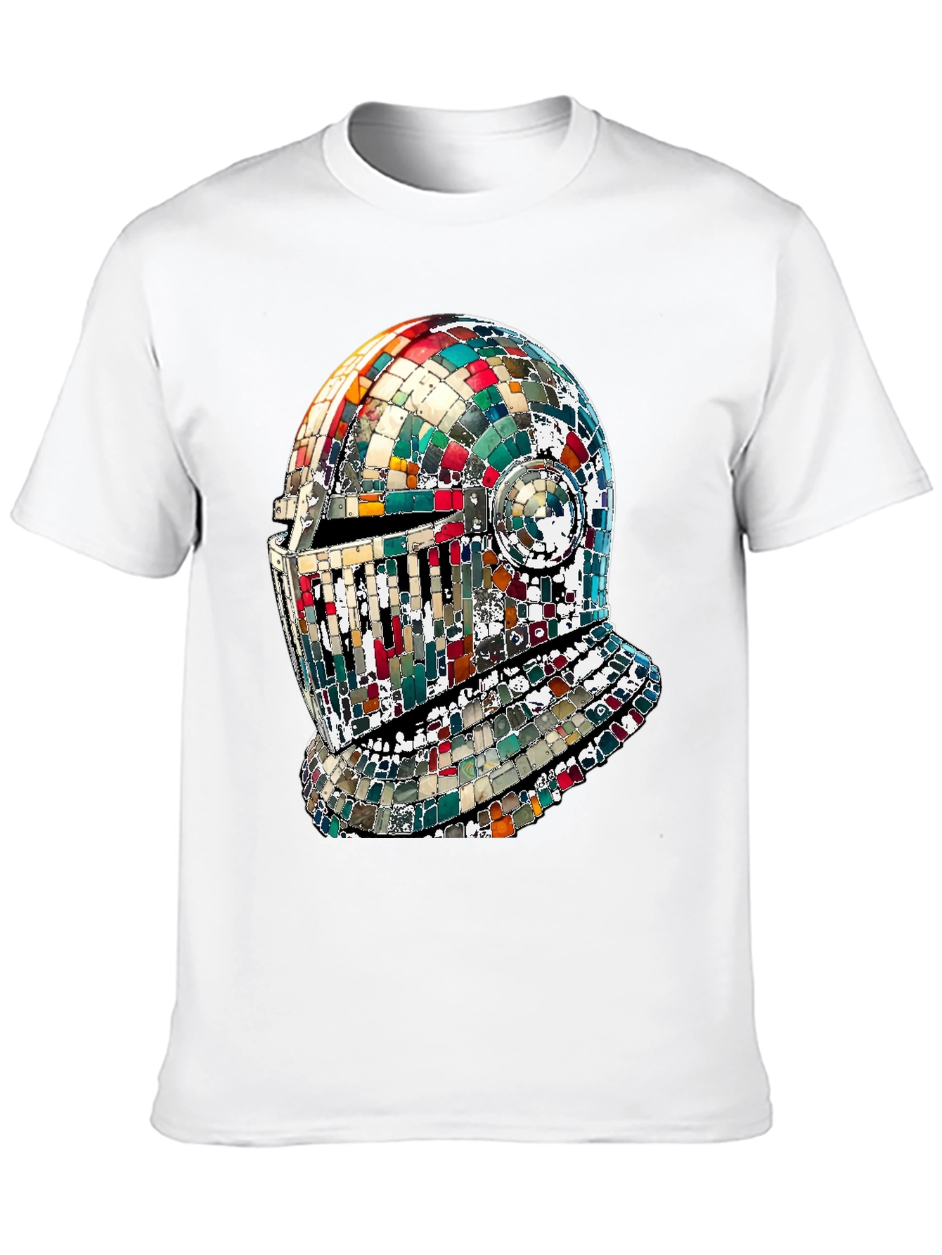 Mosaic Knight Helmet Graphic T-Shirt - Black