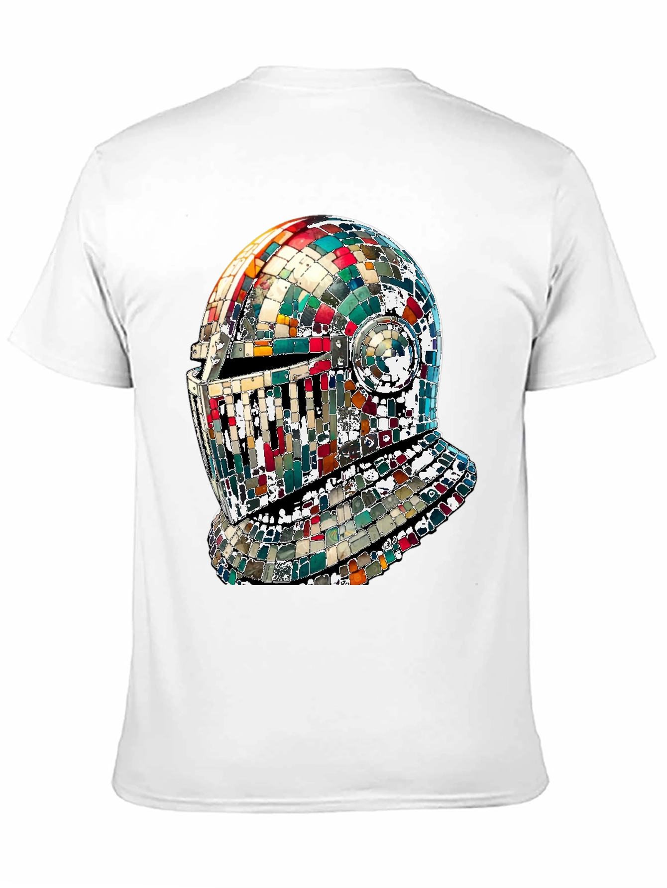 Mosaic Knight Helmet Graphic T-Shirt - Black