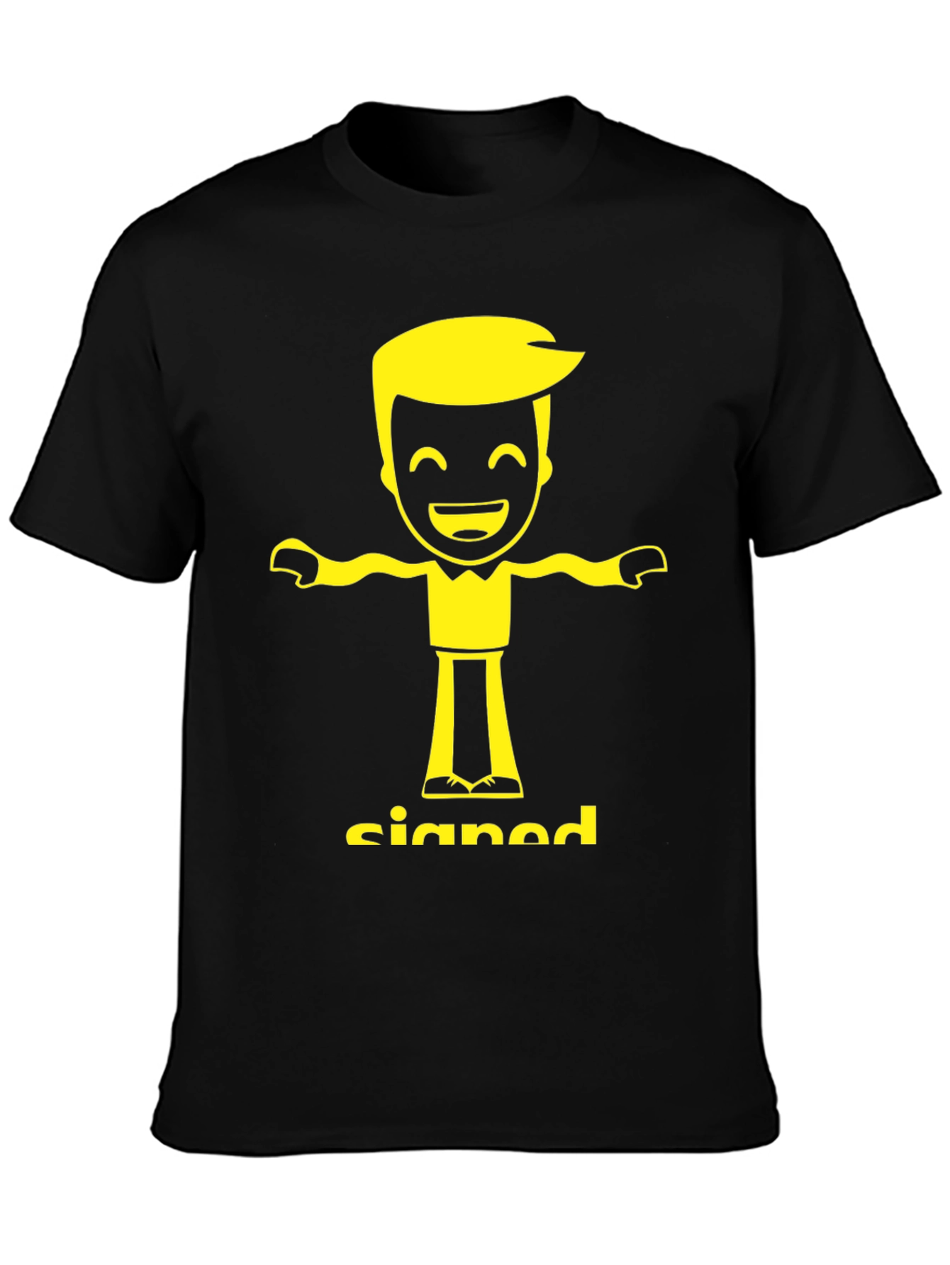 Signed Cartoon Character T-Shirt - Black