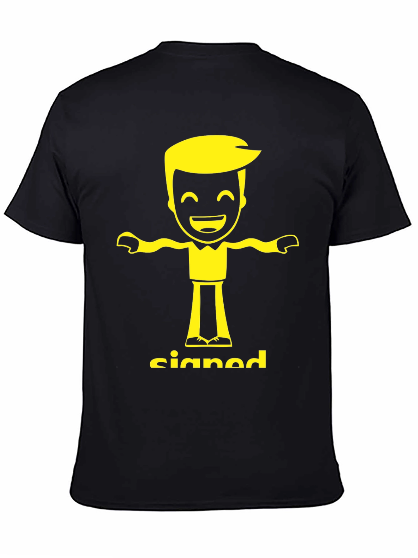 Signed Cartoon Character T-Shirt - Black