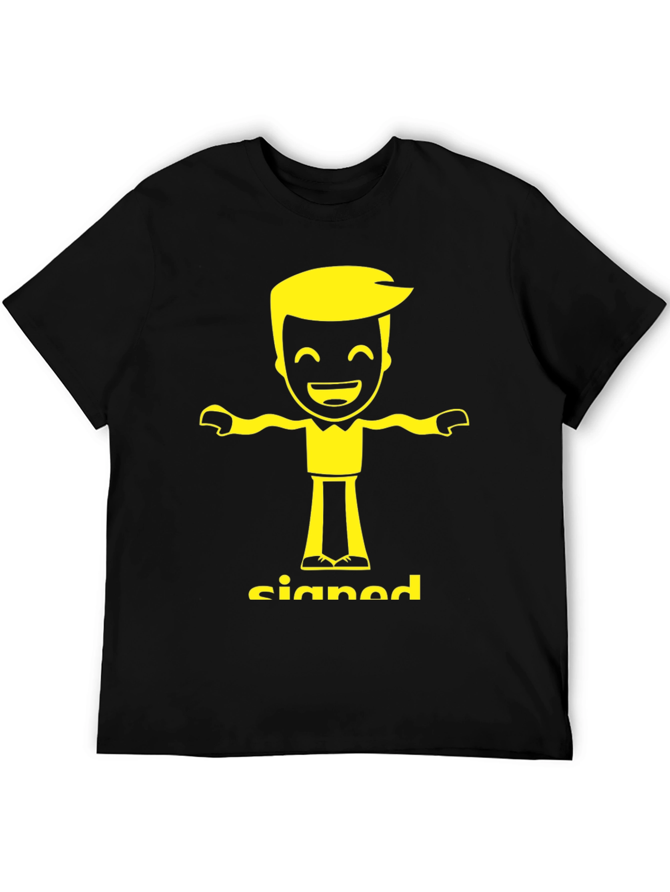 Signed Cartoon Character T-Shirt - Black