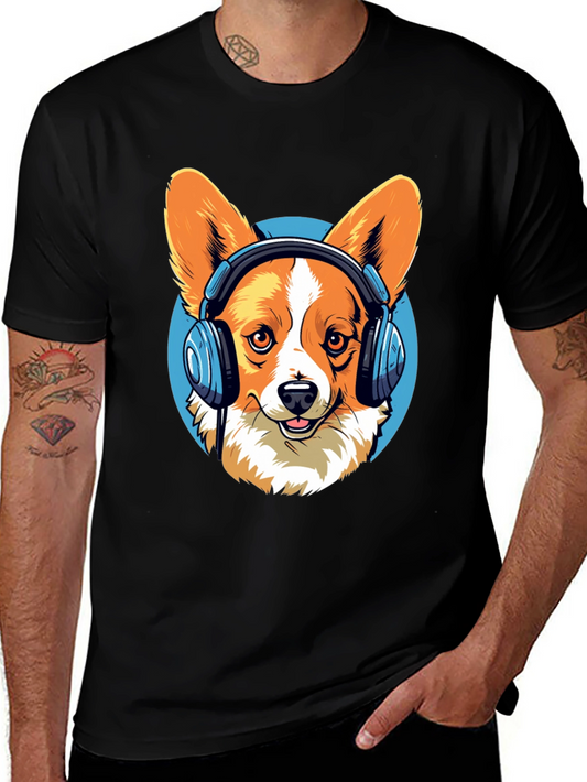 Corgi DJ Graphic T-Shirt - Stylish Dog Lover Tee