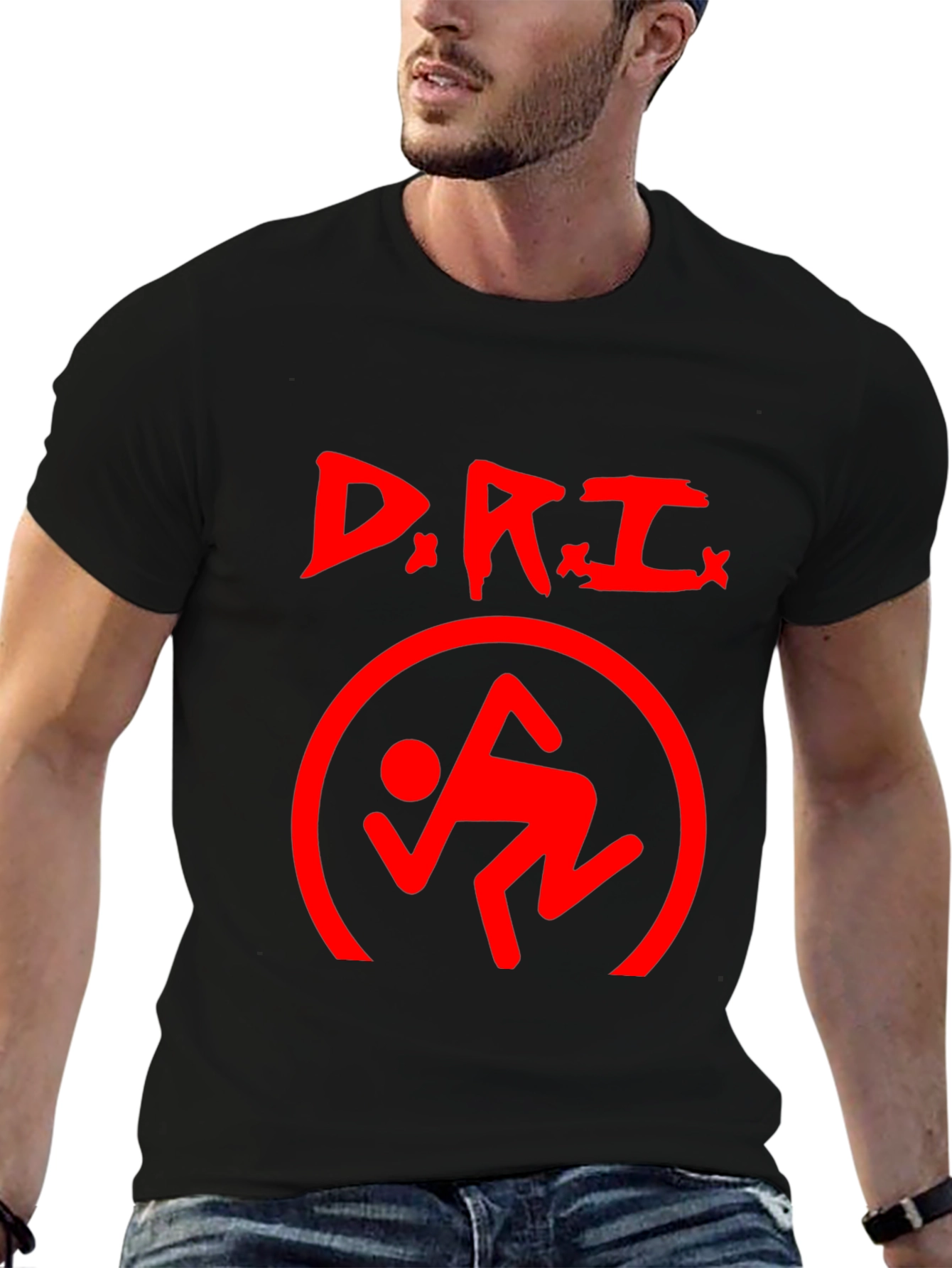 D.R.I. Logo Black T-Shirt - Red Graphic Print