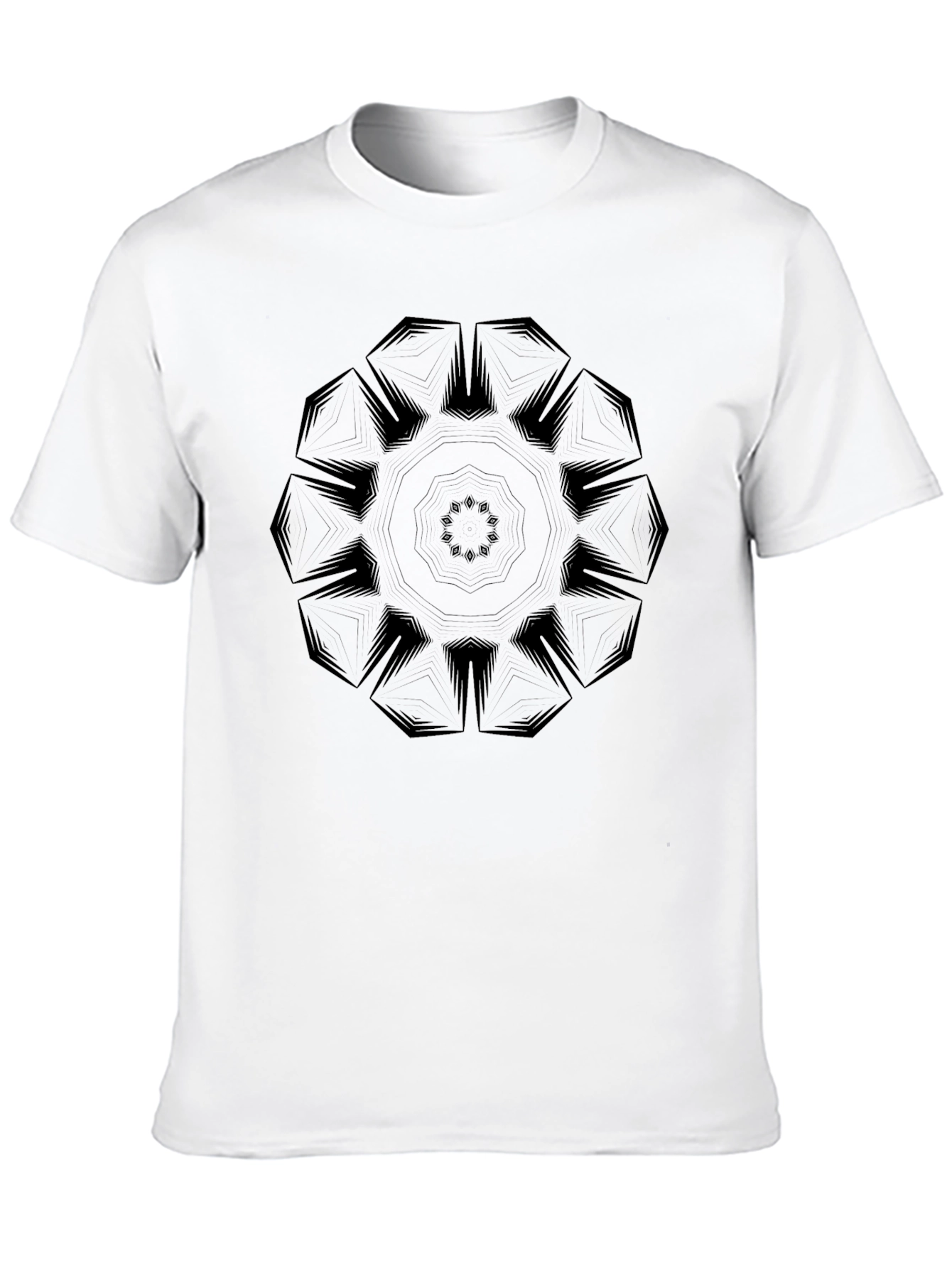 Mens Black Geometric Mandala Graphic Tee