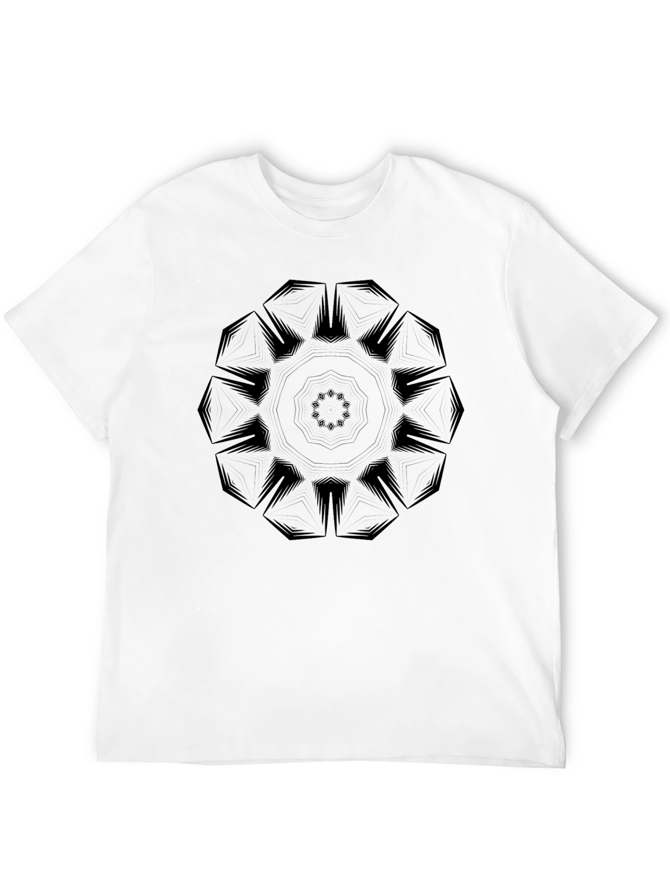 Mens Black Geometric Mandala Graphic Tee