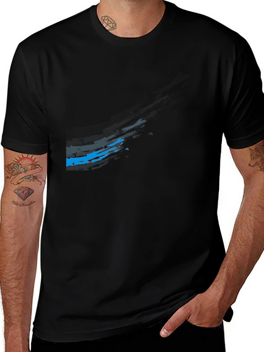 Modern Black T-Shirt with Blue Graphic