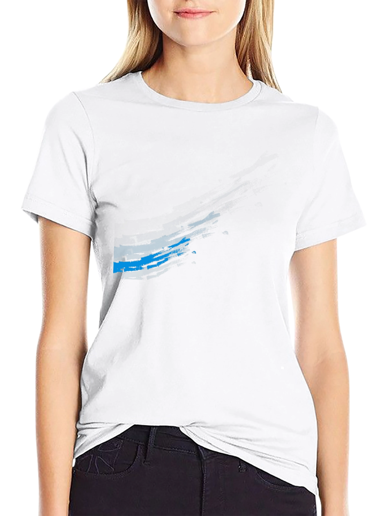 Modern Black T-Shirt with Blue Graphic