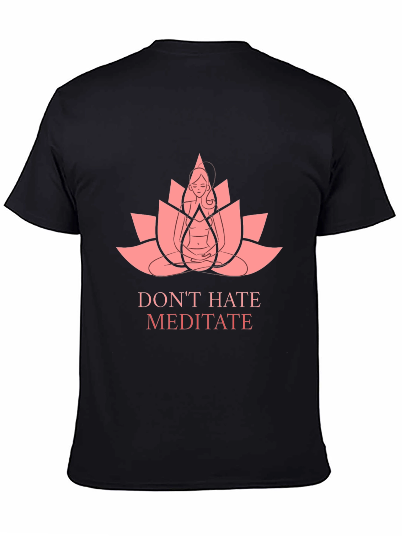 Meditate Lotus Graphic Tee - Relaxed Fit Black T-Shirt