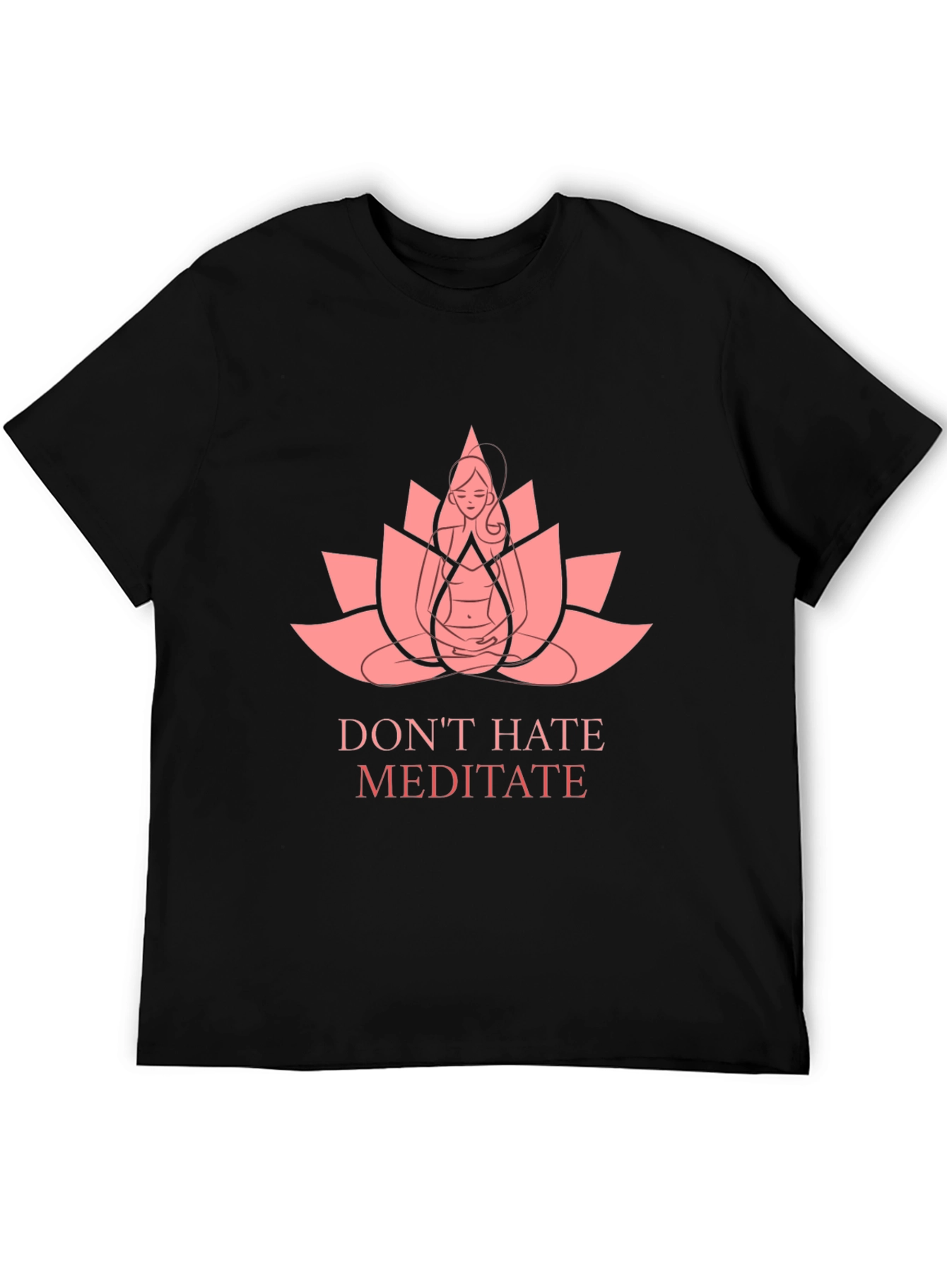 Meditate Lotus Graphic Tee - Relaxed Fit Black T-Shirt