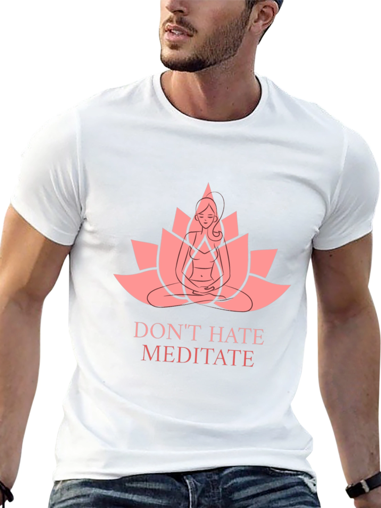Meditate Lotus Graphic Tee - Relaxed Fit Black T-Shirt