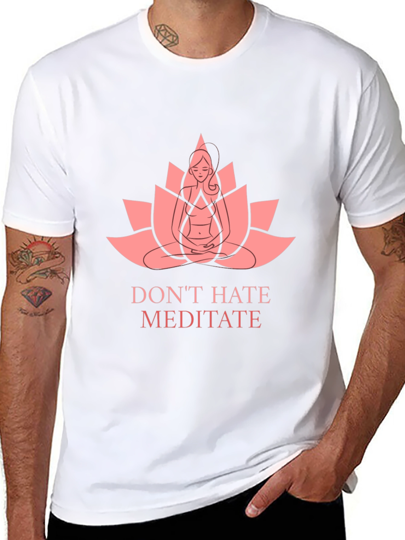 Meditate Lotus Graphic Tee - Relaxed Fit Black T-Shirt