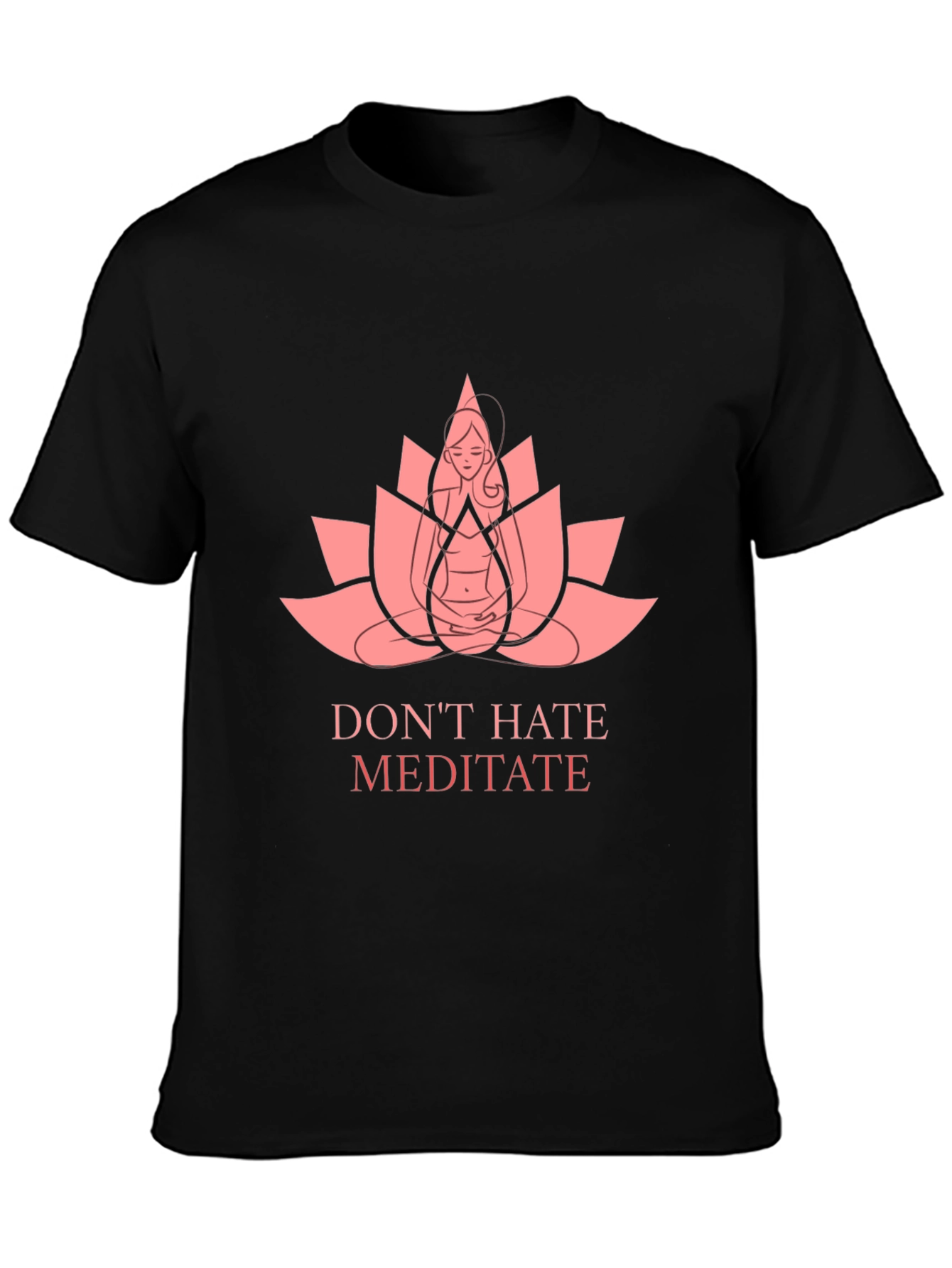 Meditate Lotus Graphic Tee - Relaxed Fit Black T-Shirt