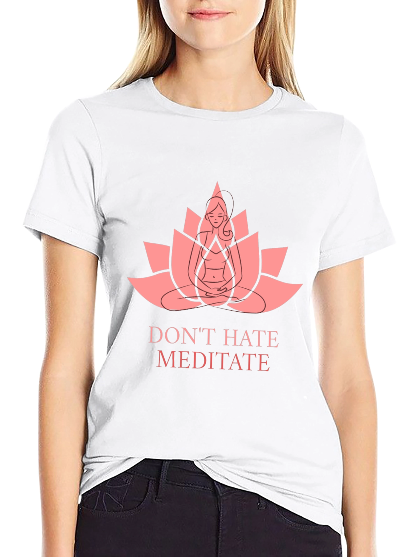 Meditate Lotus Graphic Tee - Relaxed Fit Black T-Shirt