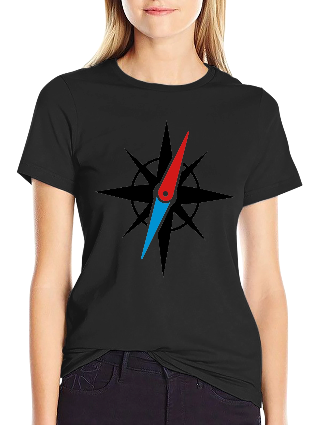 Compass Rose Graphic Black T-Shirt