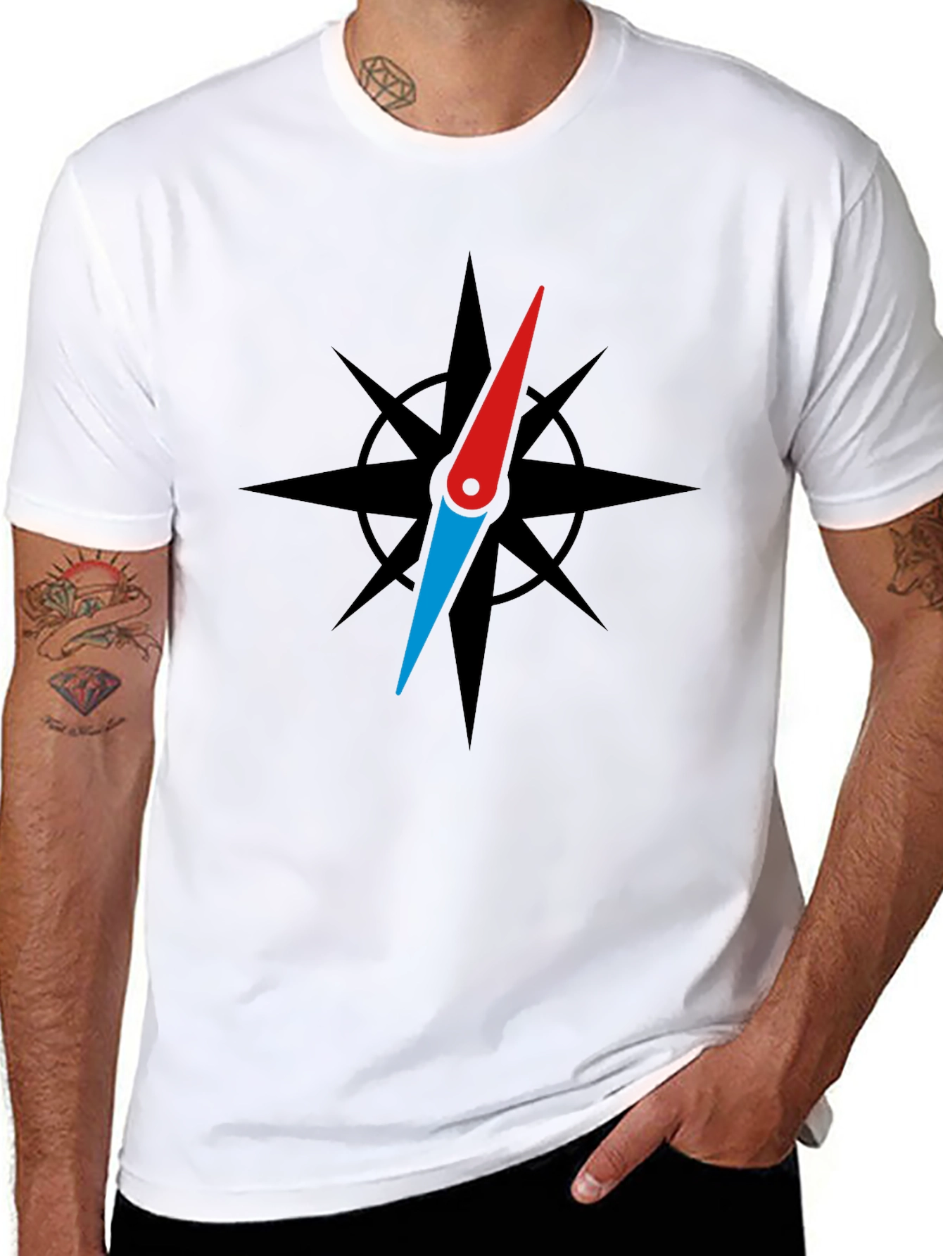 Compass Rose Graphic Black T-Shirt