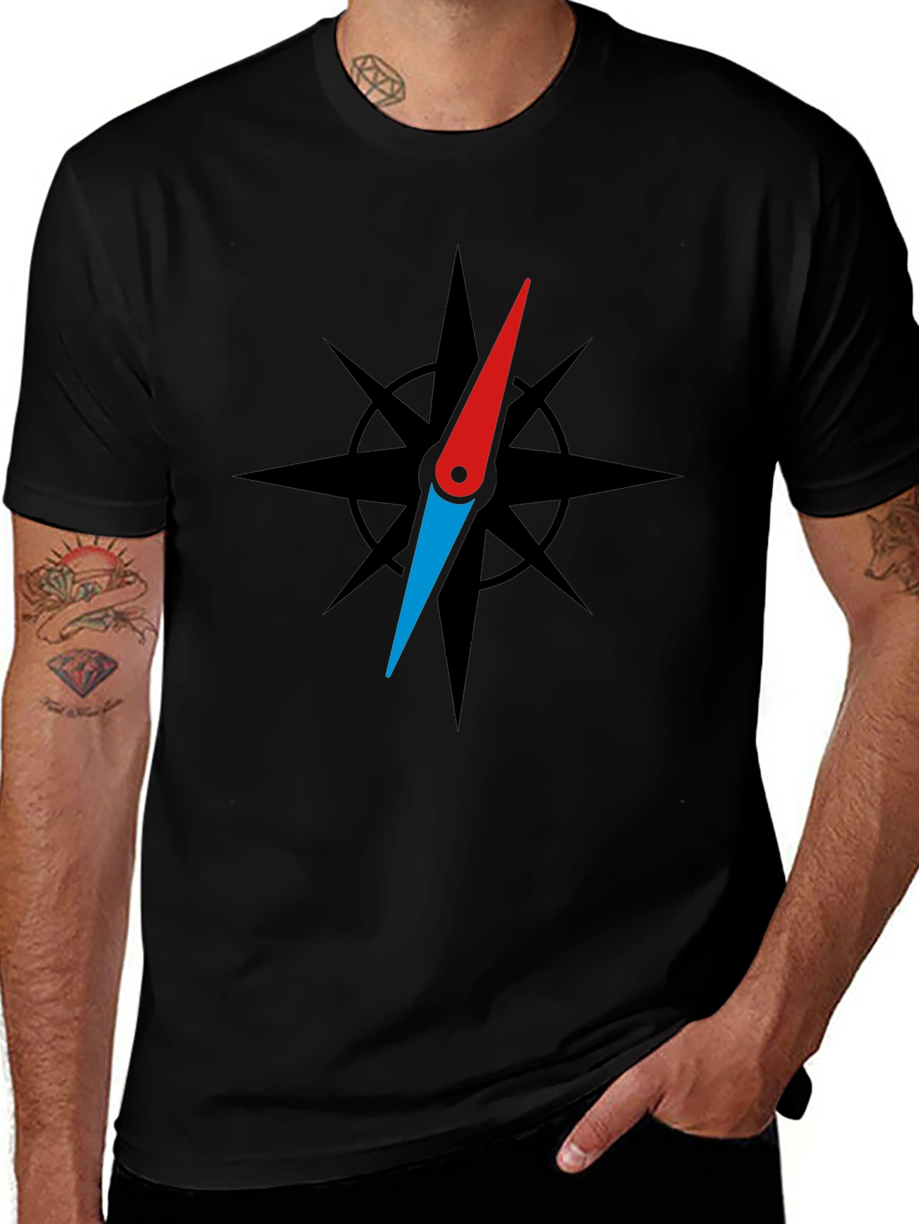 Compass Rose Graphic Black T-Shirt