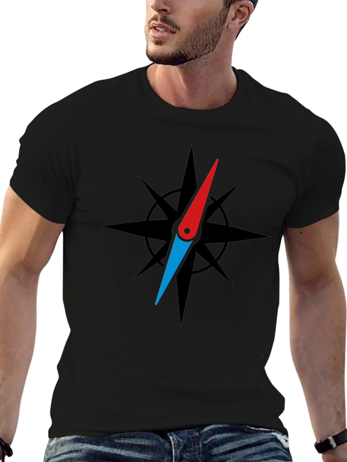 Compass Rose Graphic Black T-Shirt