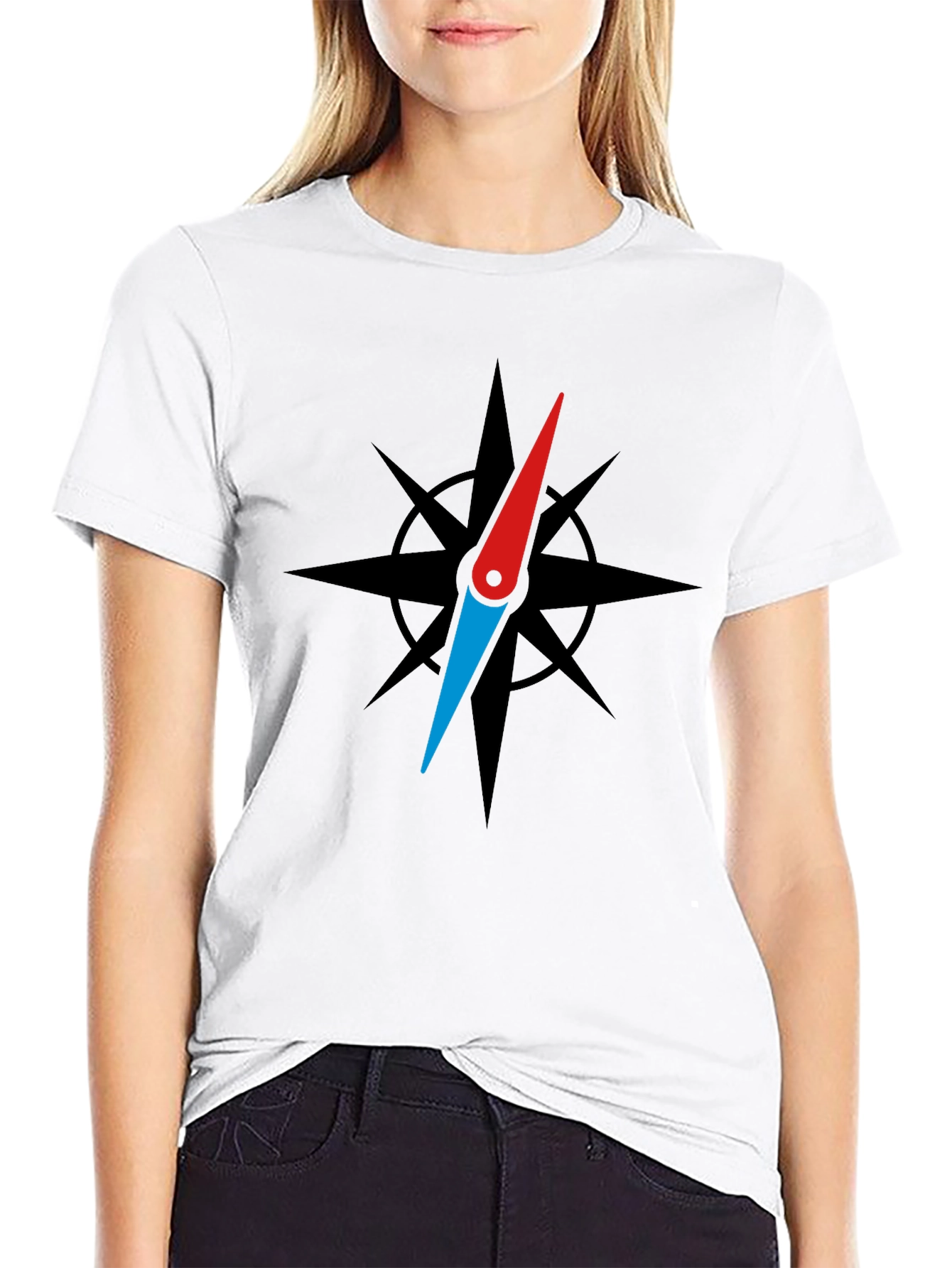 Compass Rose Graphic Black T-Shirt