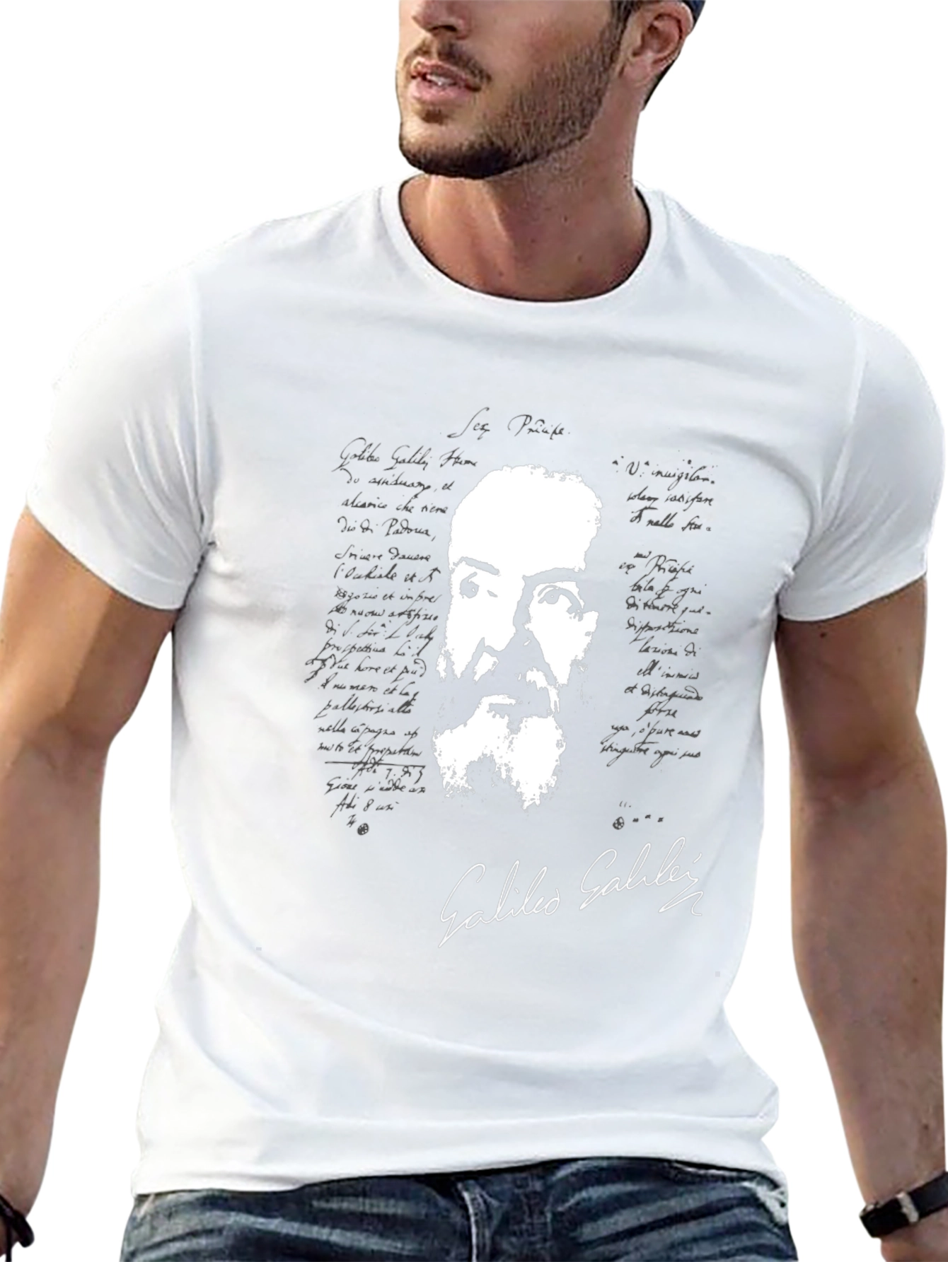 Galileo Galilei Portrait Graphic Tee - Black
