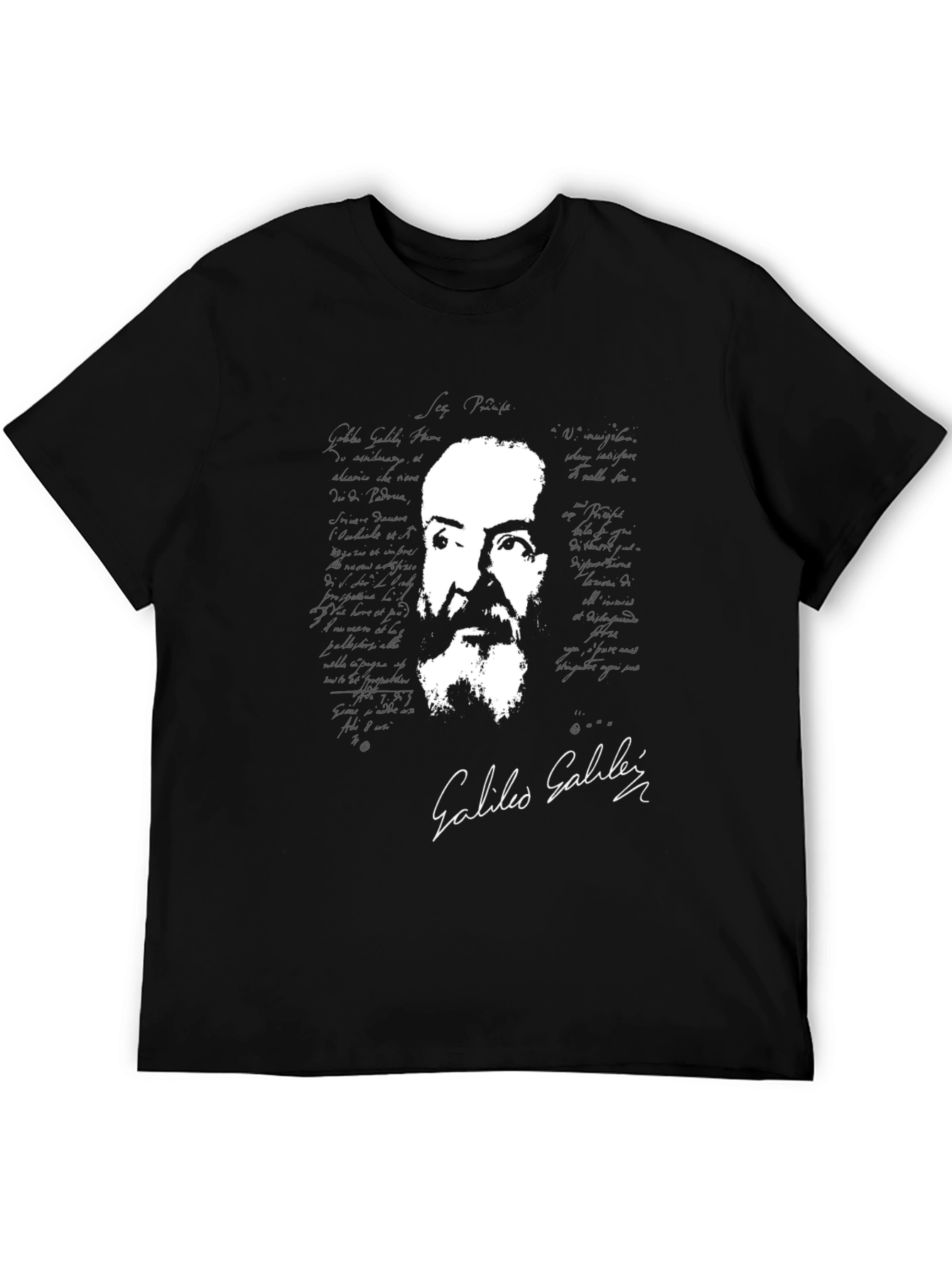 Galileo Galilei Portrait Graphic Tee - Black