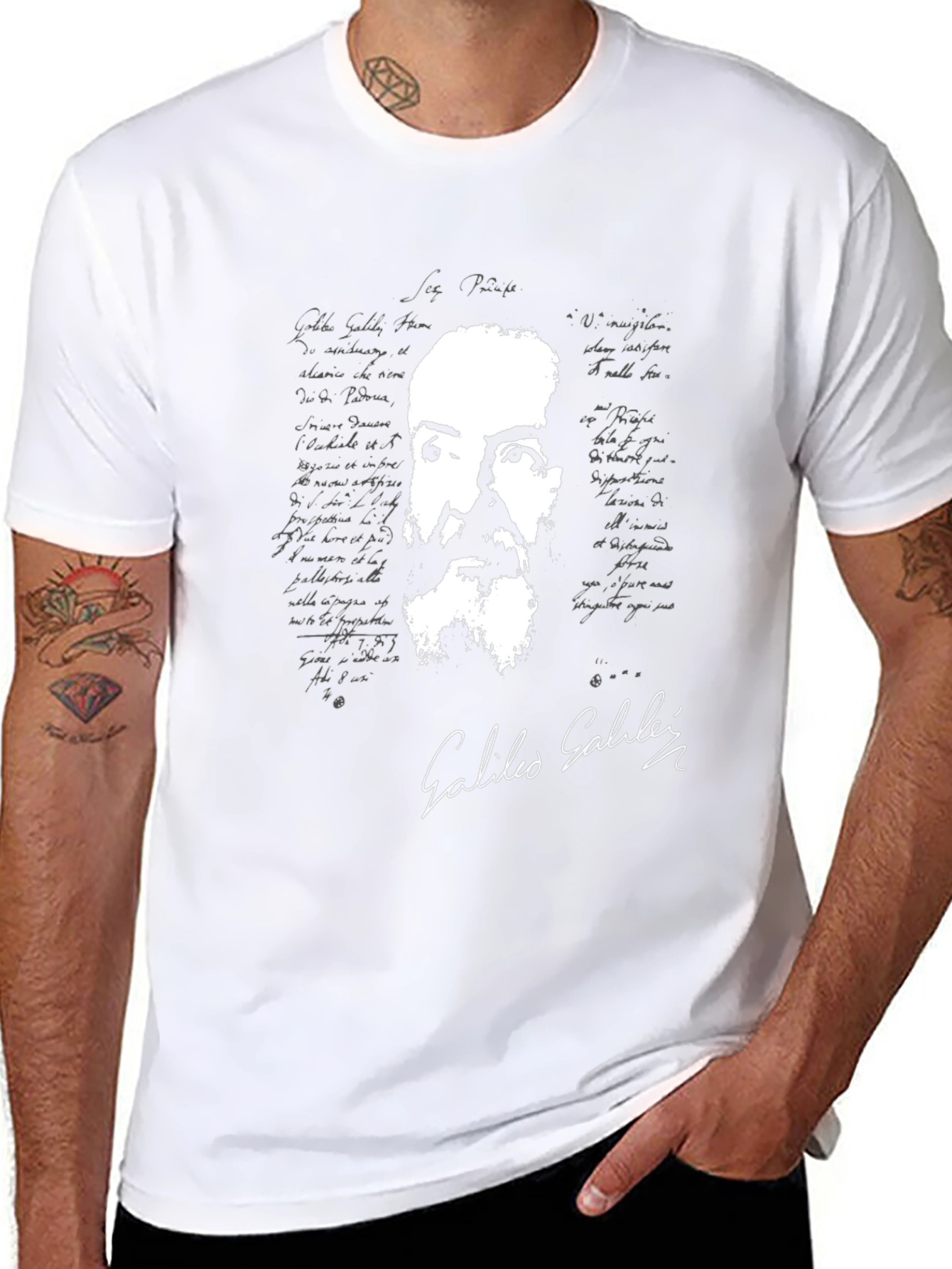 Galileo Galilei Portrait Graphic Tee - Black