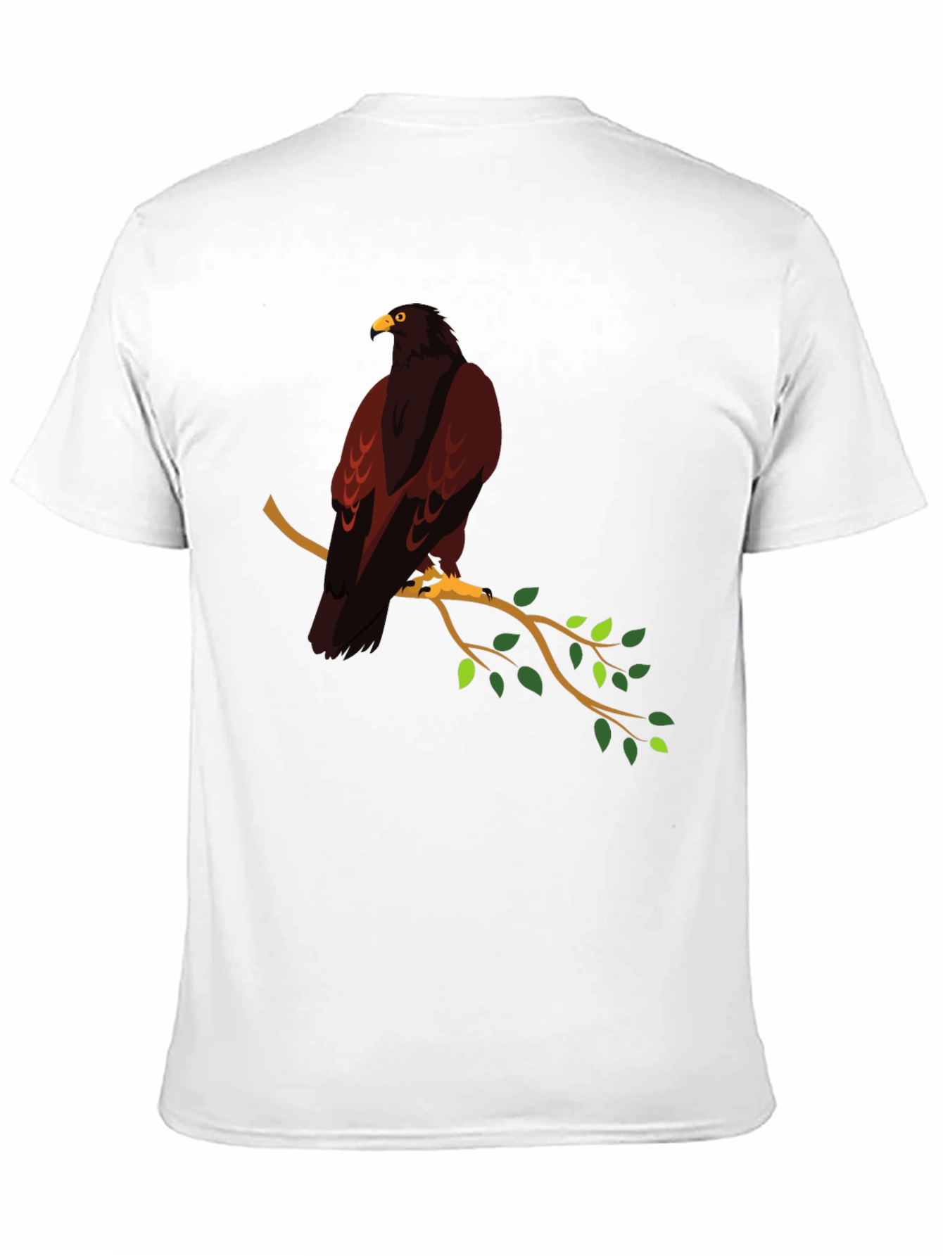 Eagle Perched on Branch Graphic T-Shirt - Black