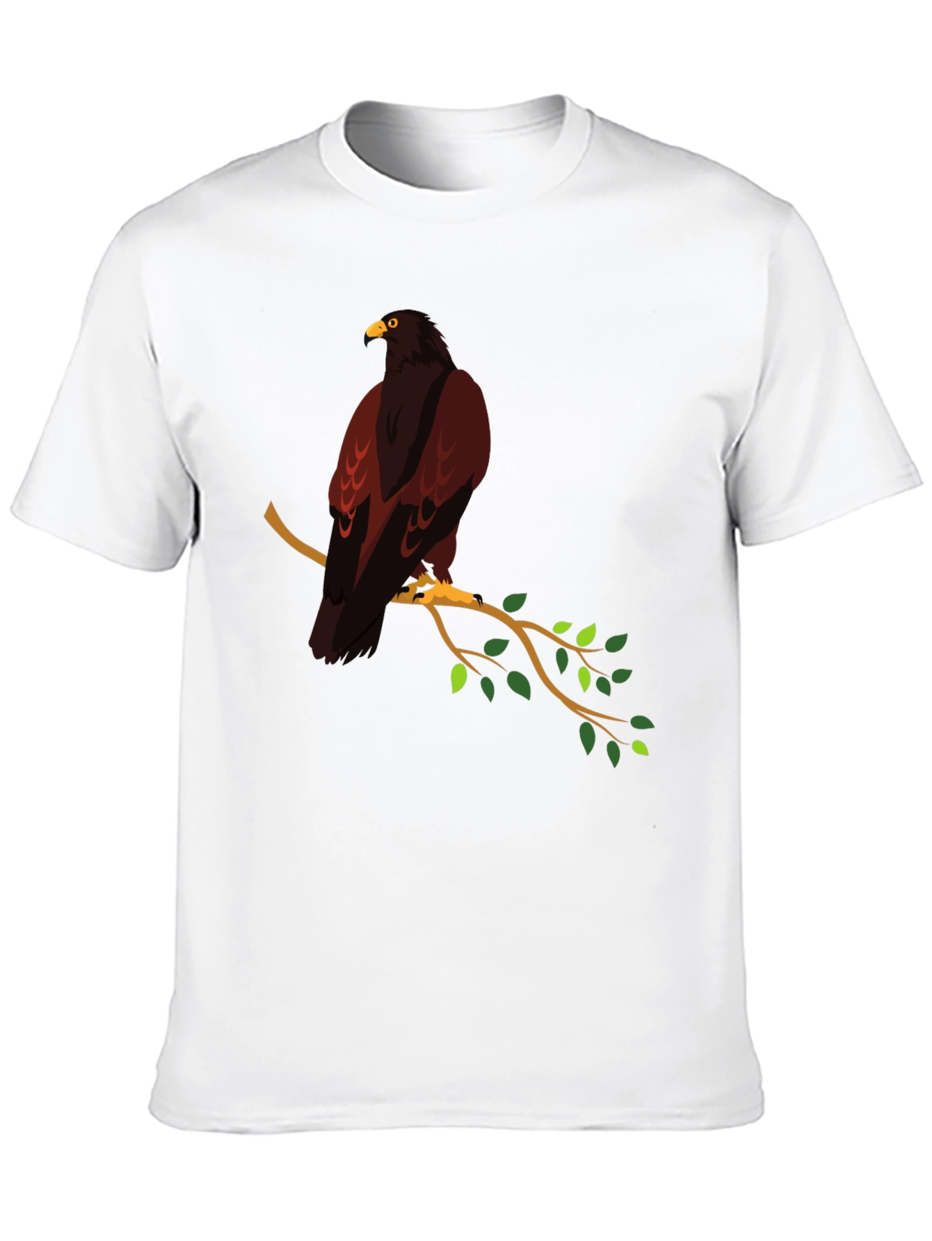 Eagle Perched on Branch Graphic T-Shirt - Black
