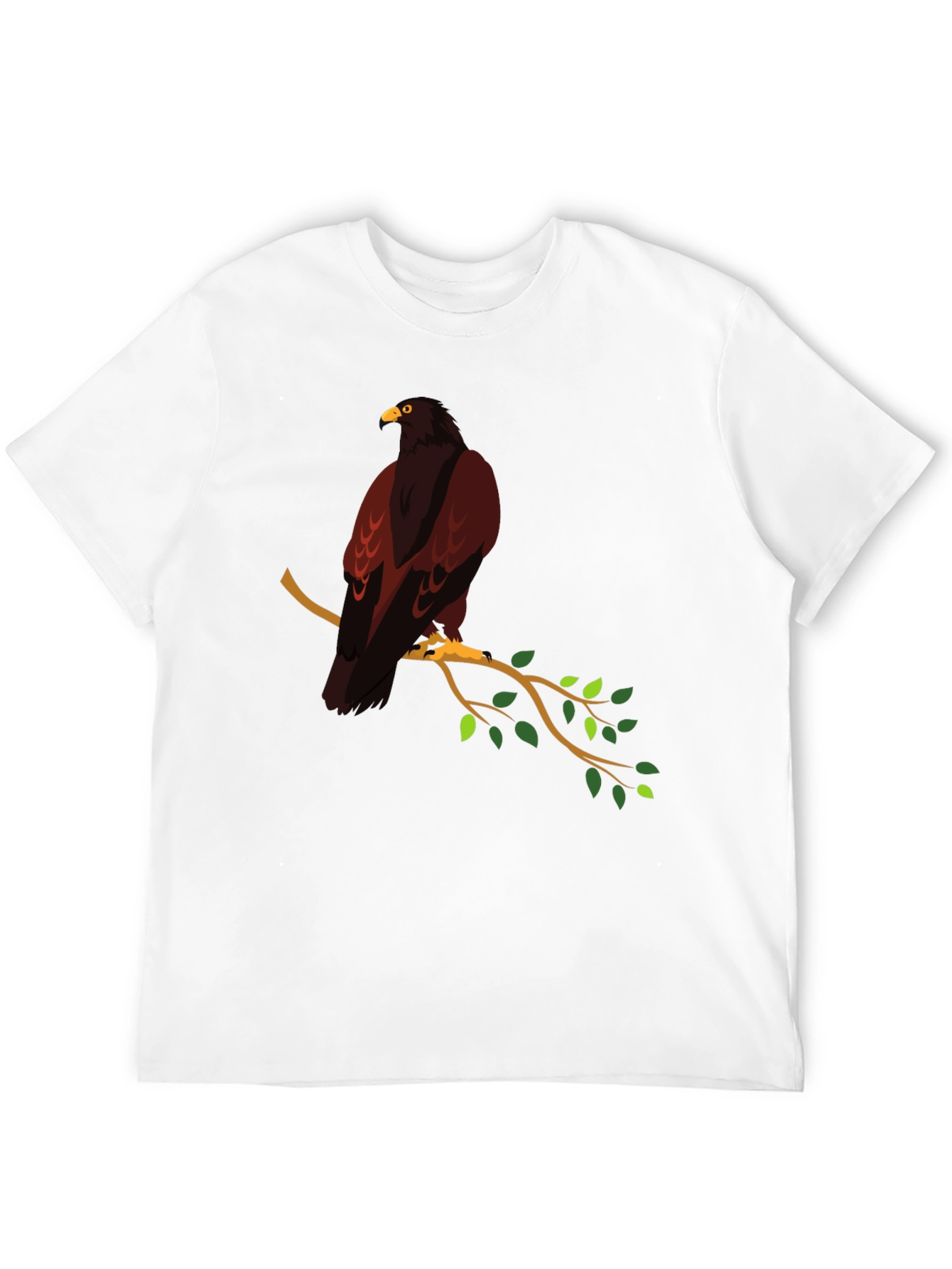 Eagle Perched on Branch Graphic T-Shirt - Black