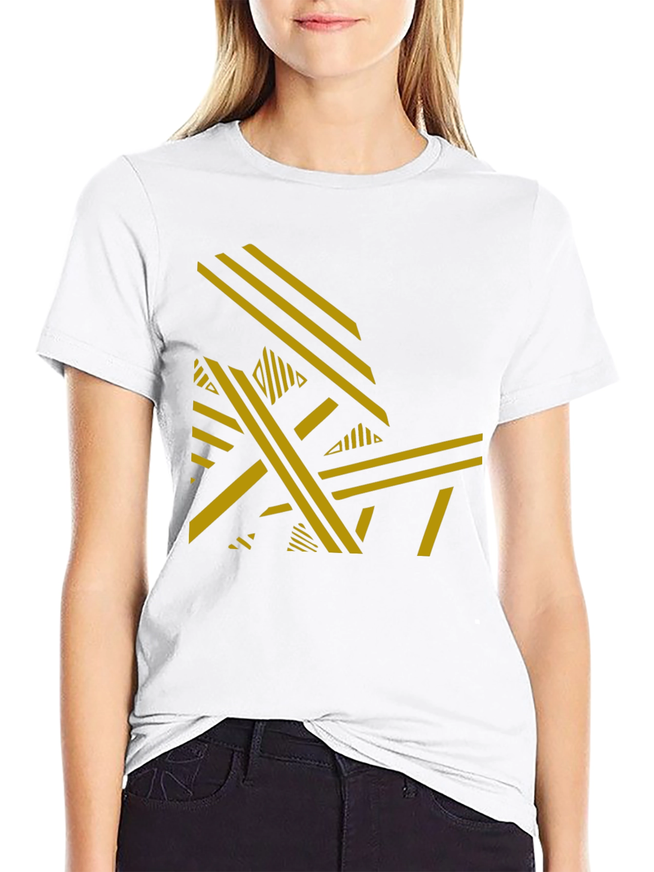 Abstract Geometric Pattern Black T-Shirt