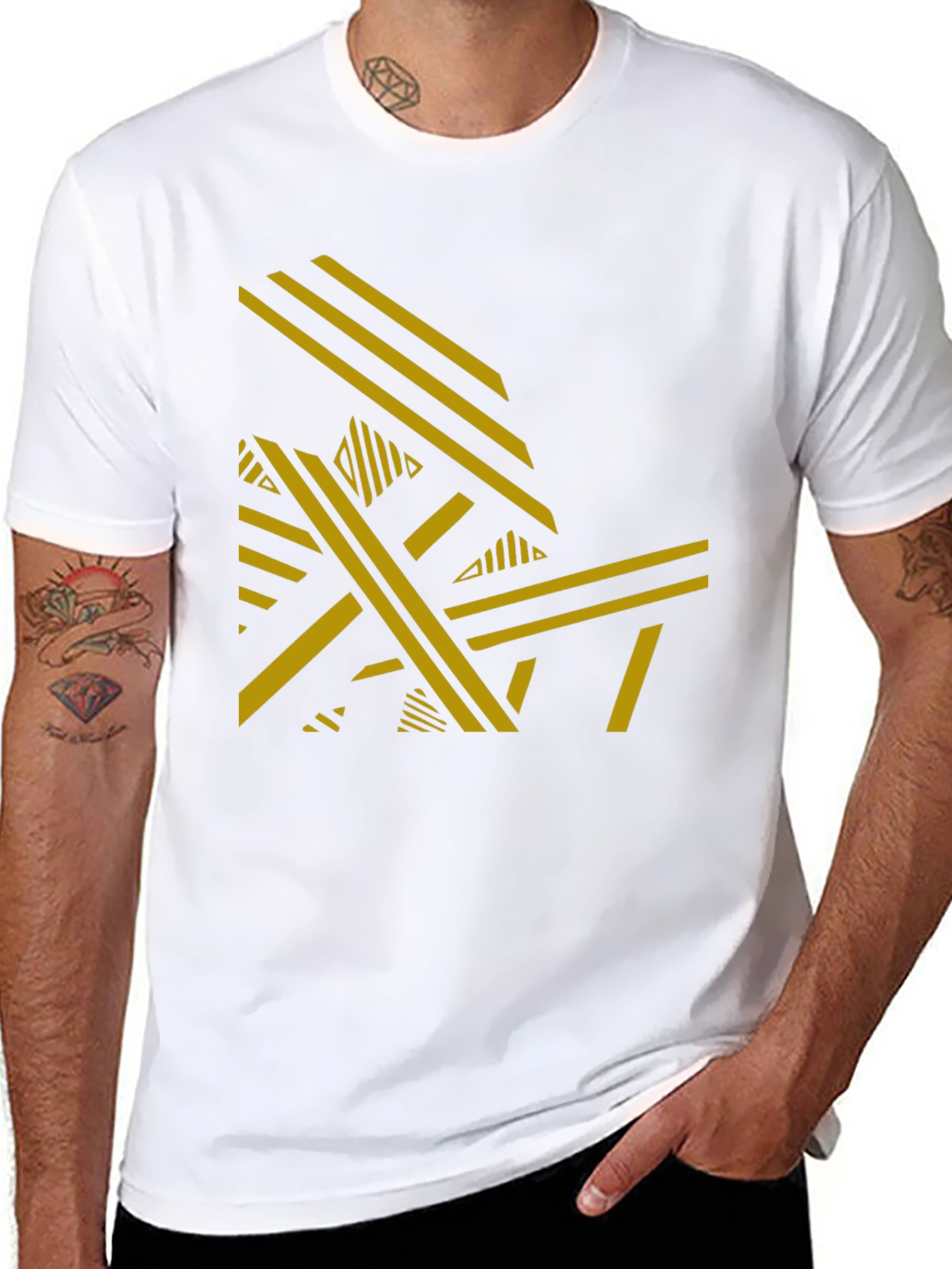 Abstract Geometric Pattern Black T-Shirt